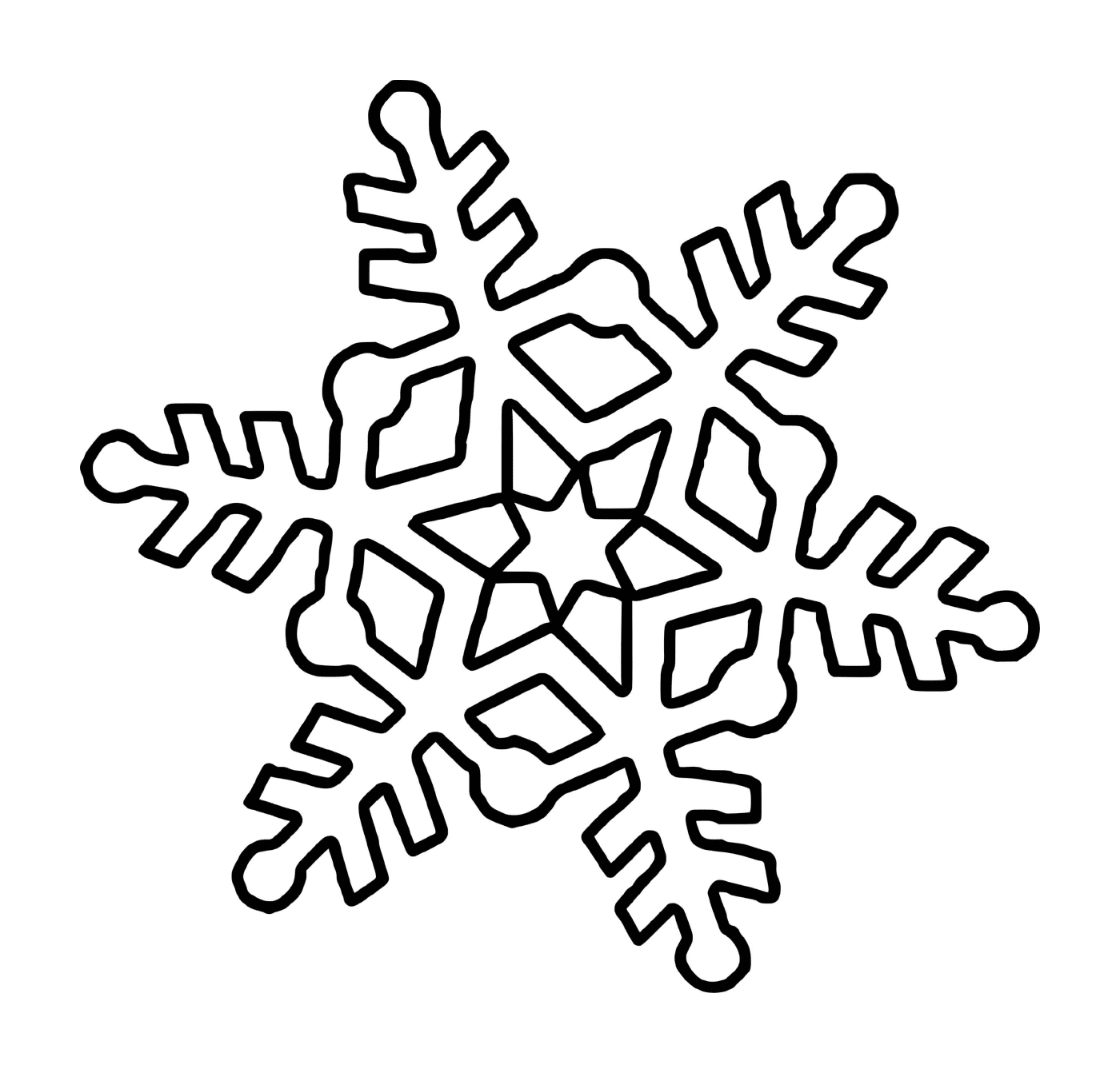  Um floco de neve hexagonal com uma estrela 