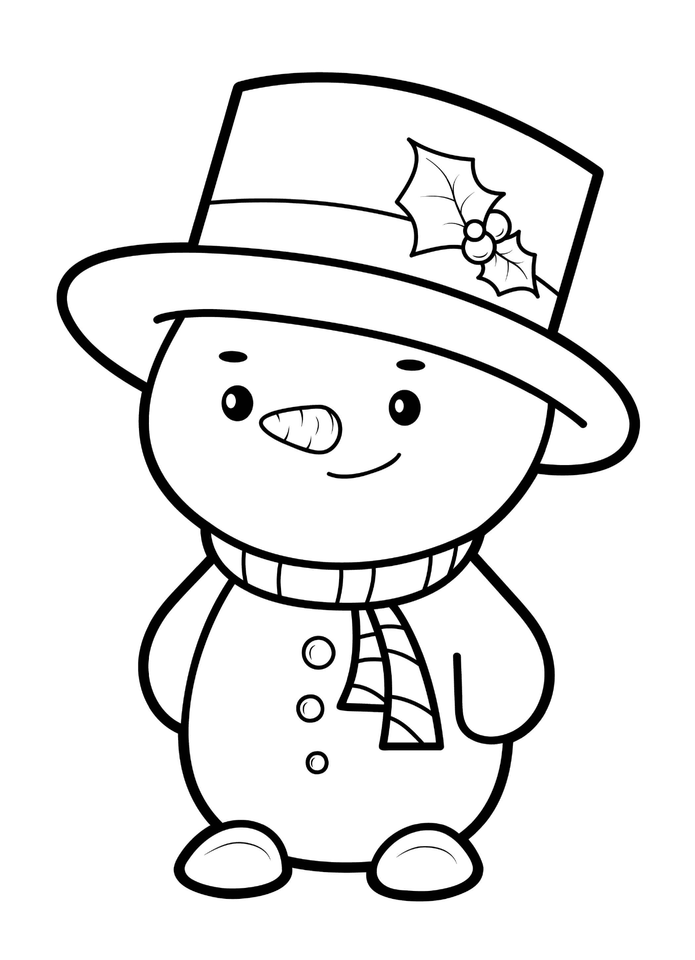  Um boneco de neve com um chapéu de Natal 