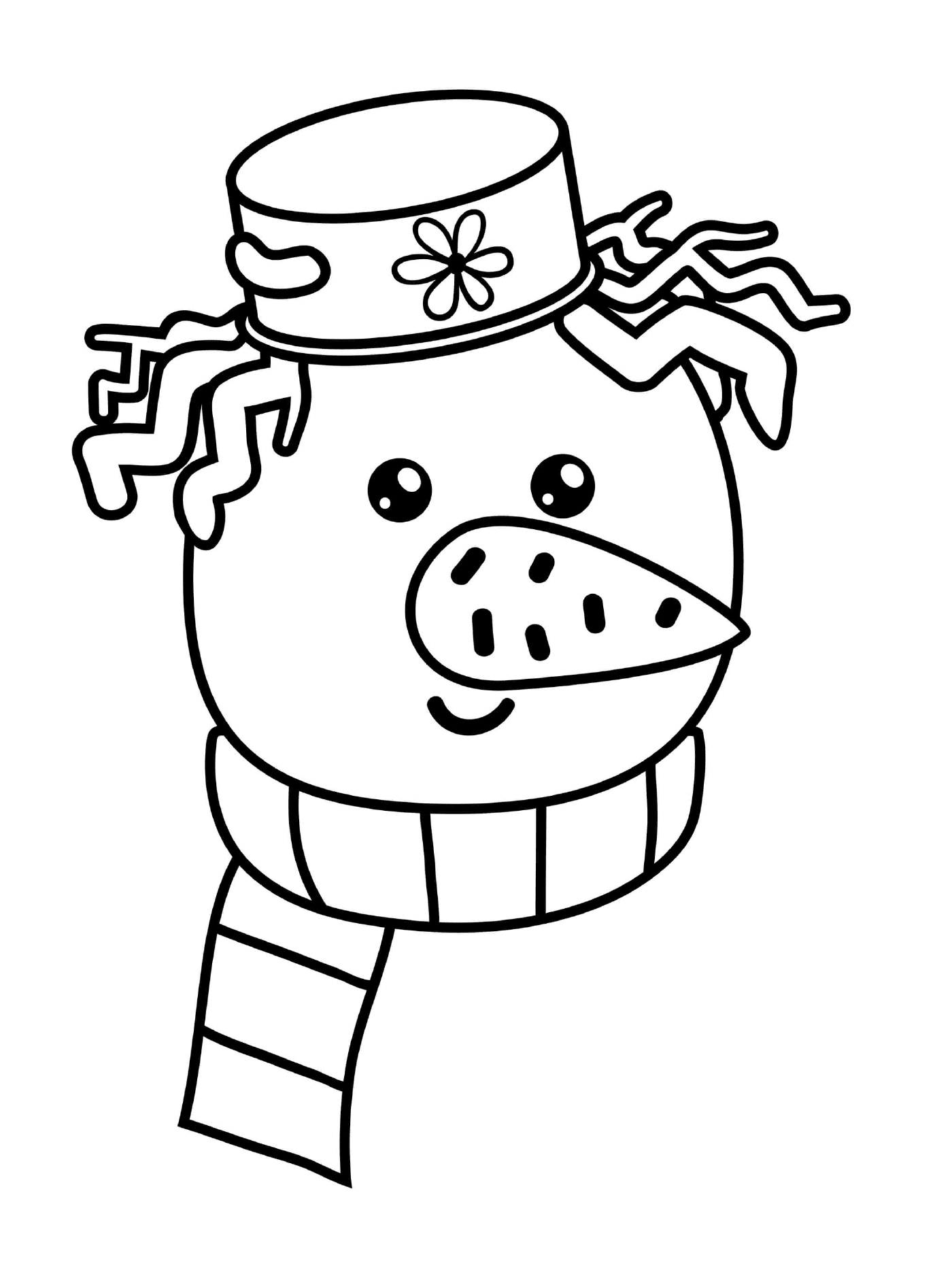  A cabeça de um boneco de neve com um chapéu e um lenço 
