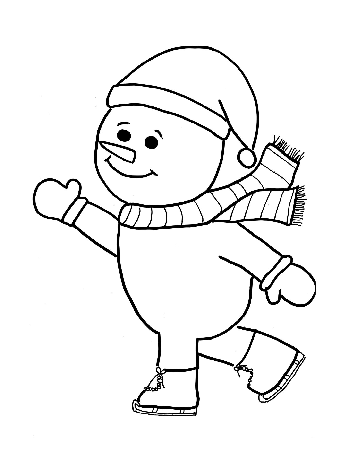  Um boneco de neve patinando no dia de Natal 