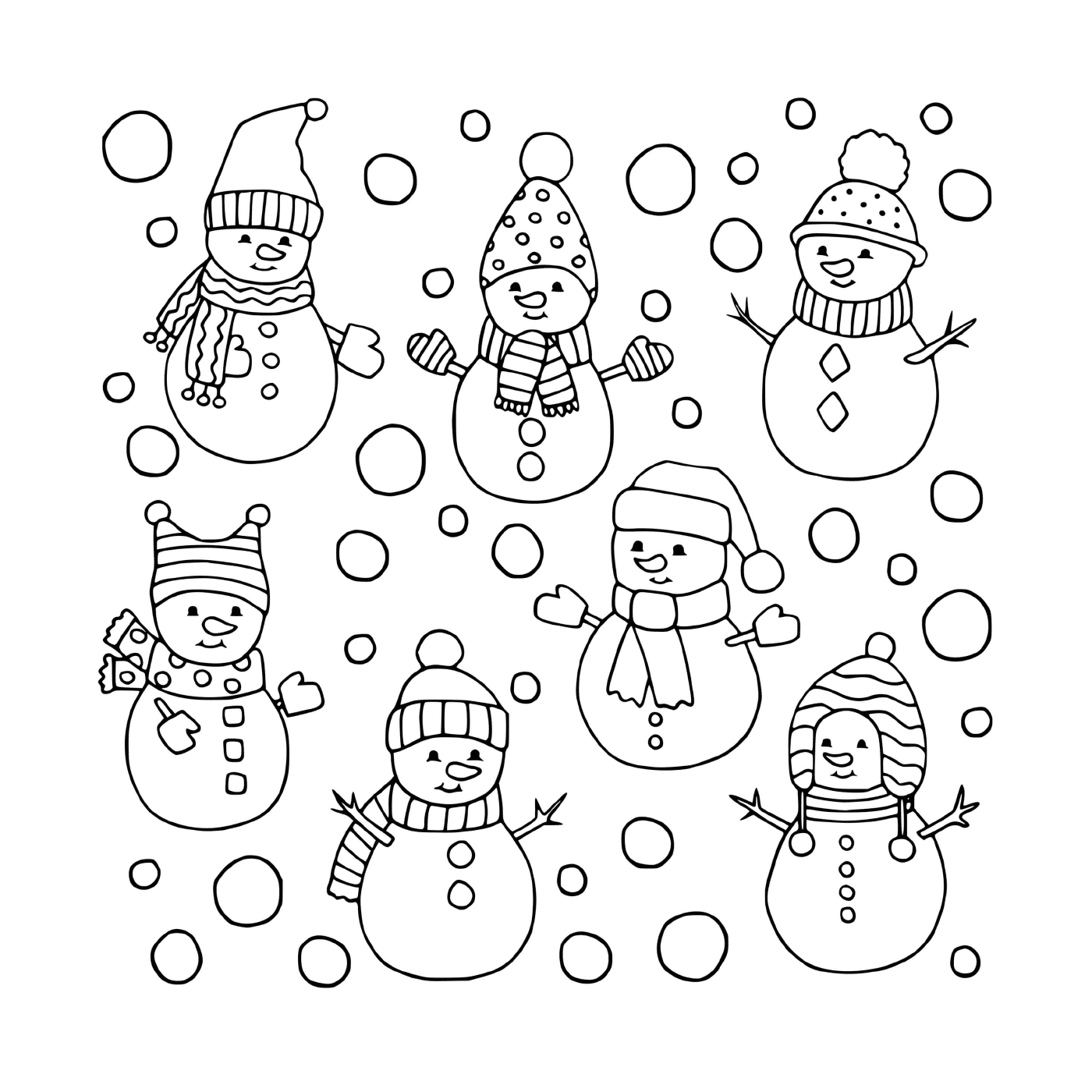  Vários bonecos de neve diferentes 