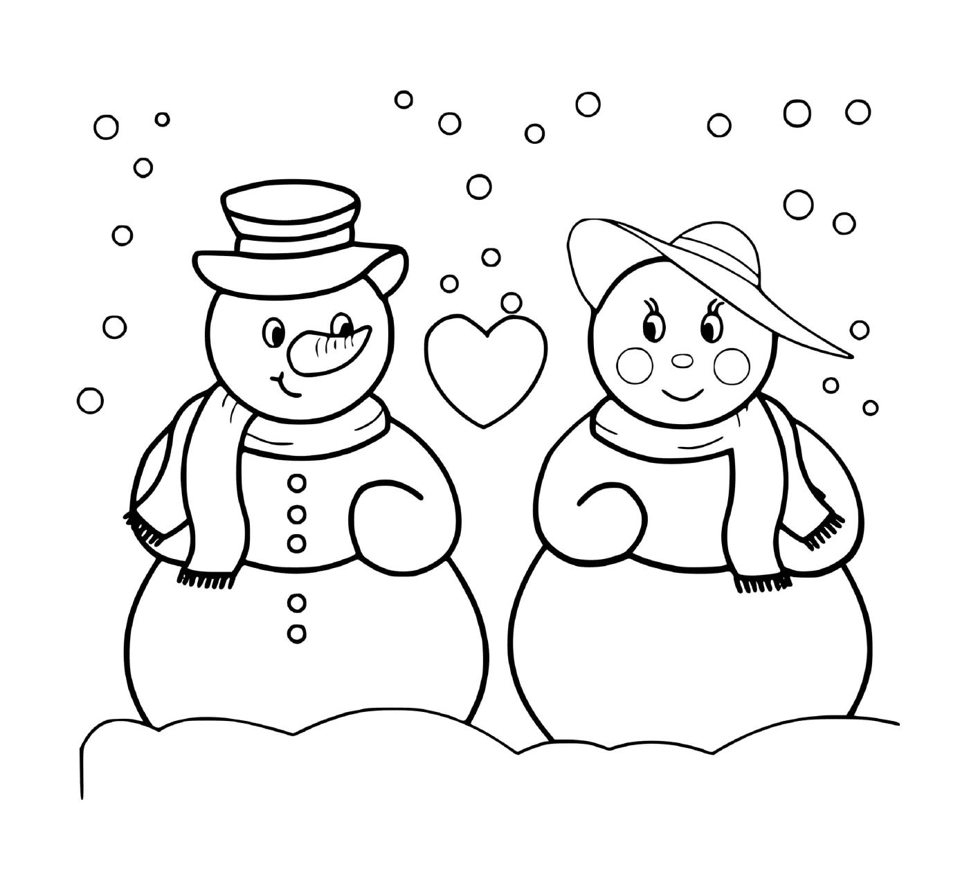  Amor de inverno entre dois bonecos de neve 