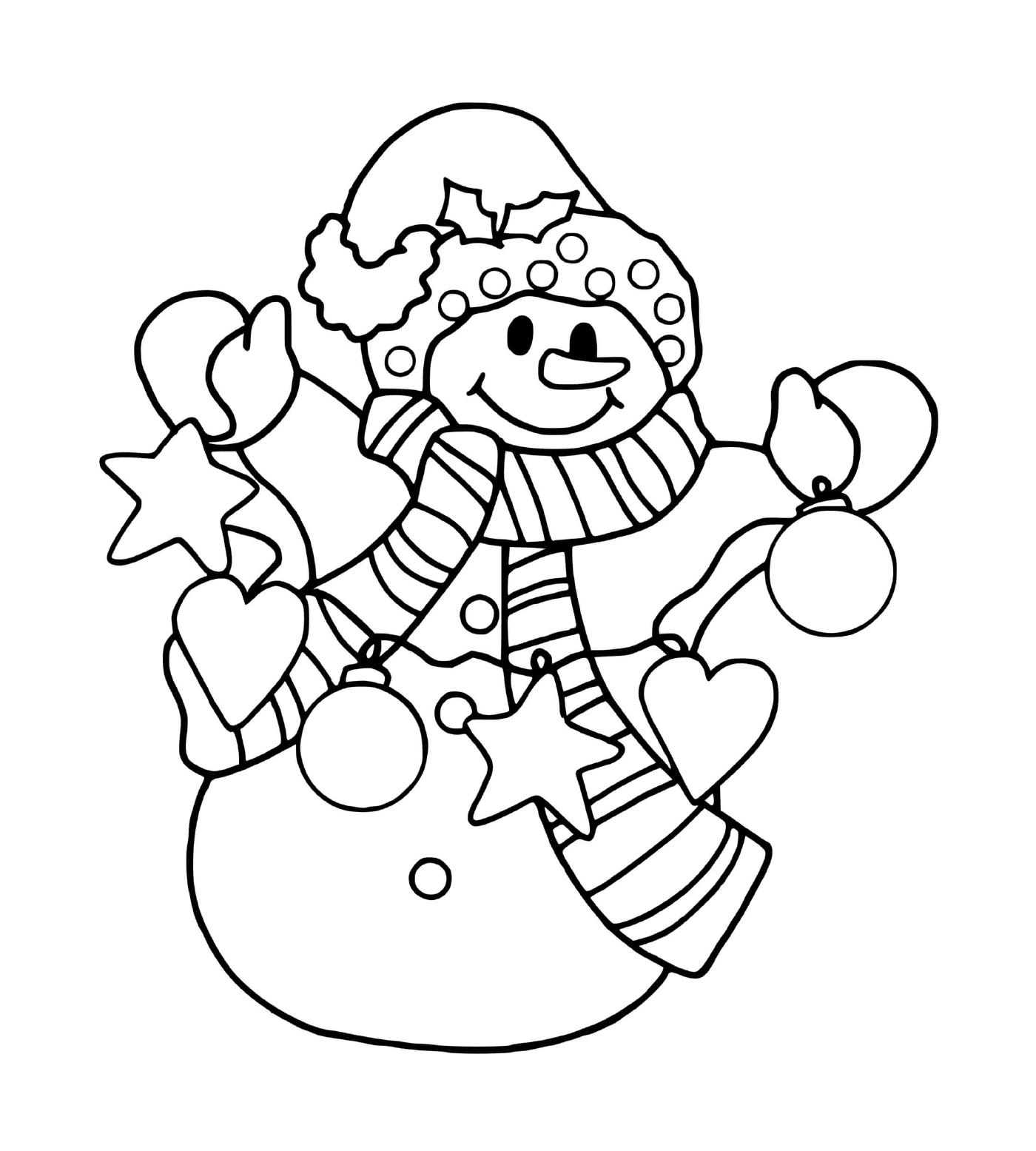  Feliz boneco de neve com decorações de Natal 