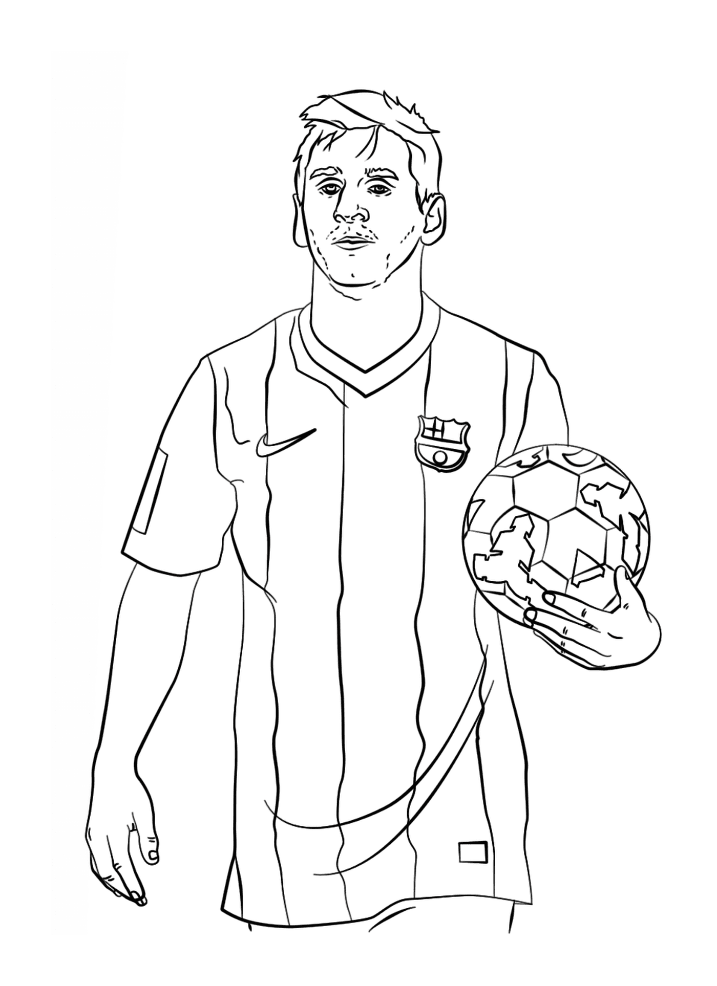 Um homem segurando uma bola de futebol na mão 