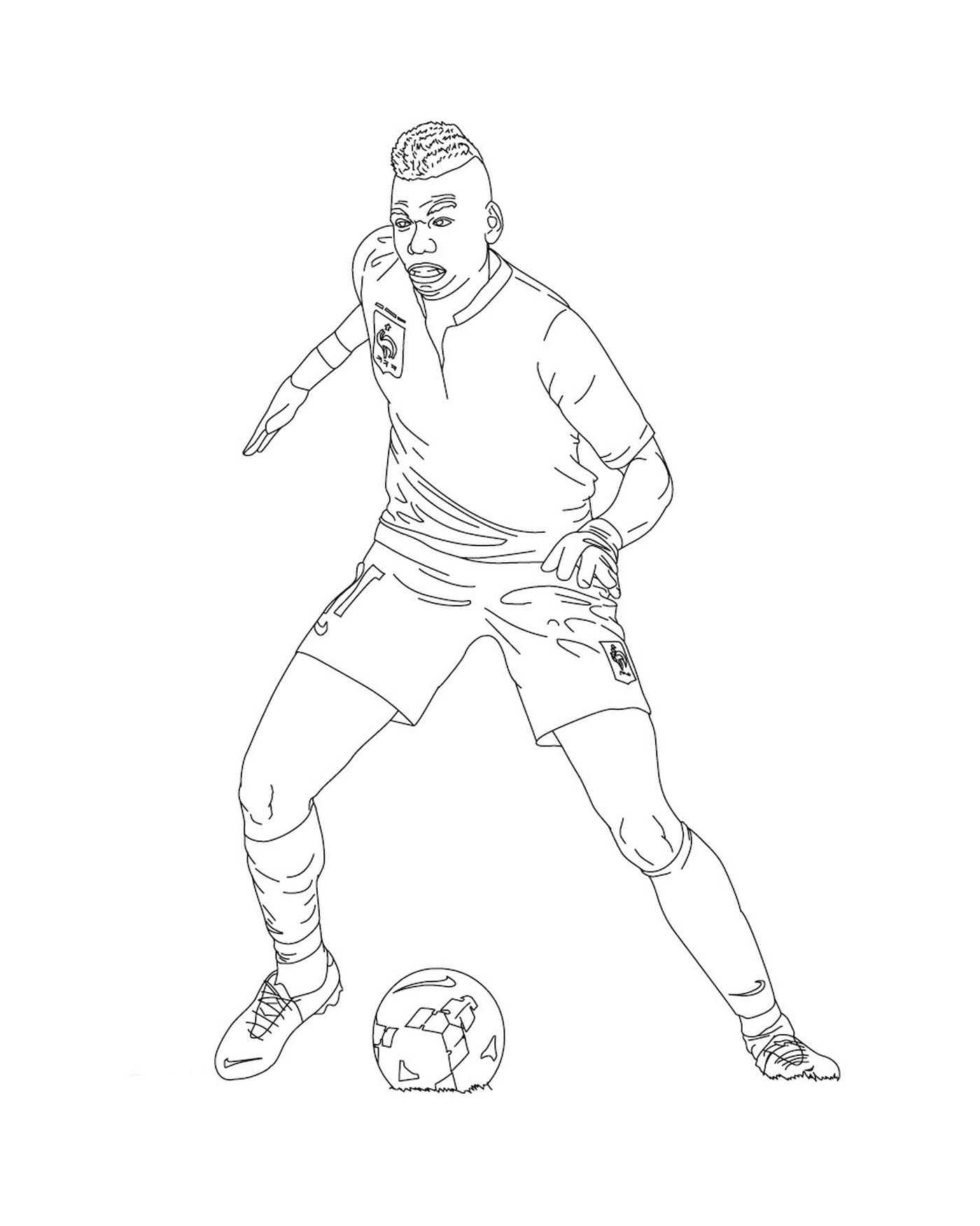 Um jogador de futebol chutando uma bola 