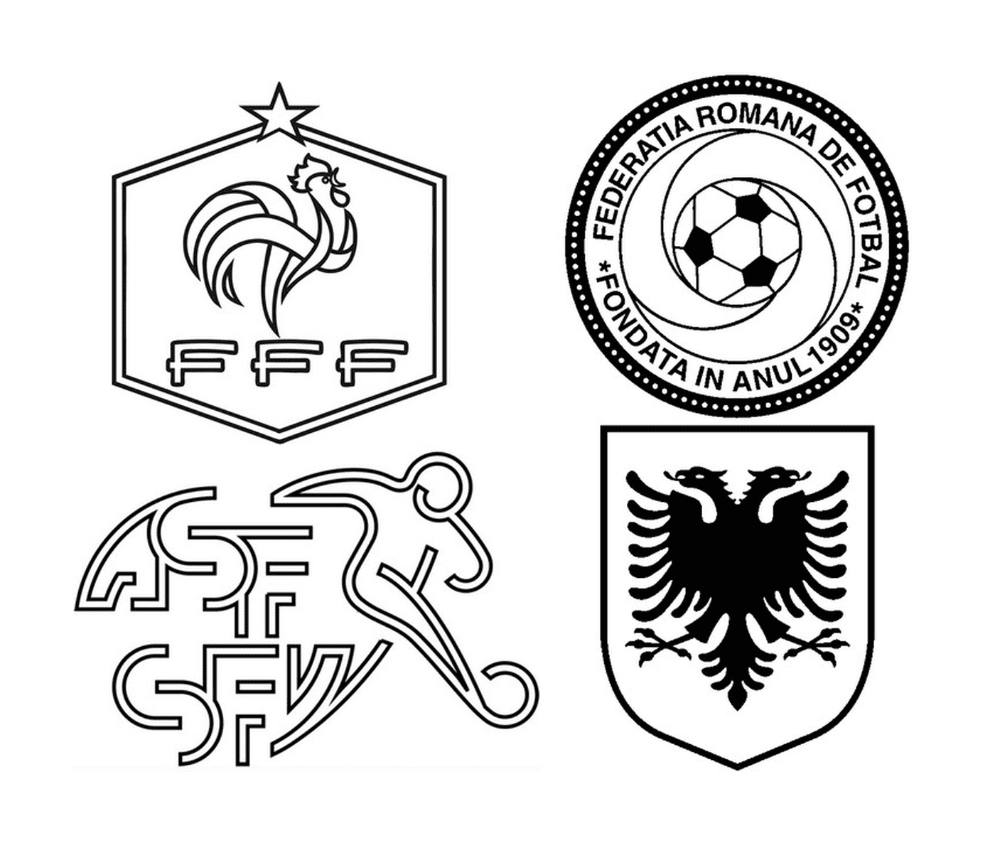  Os logotipos de quatro equipes de futebol 