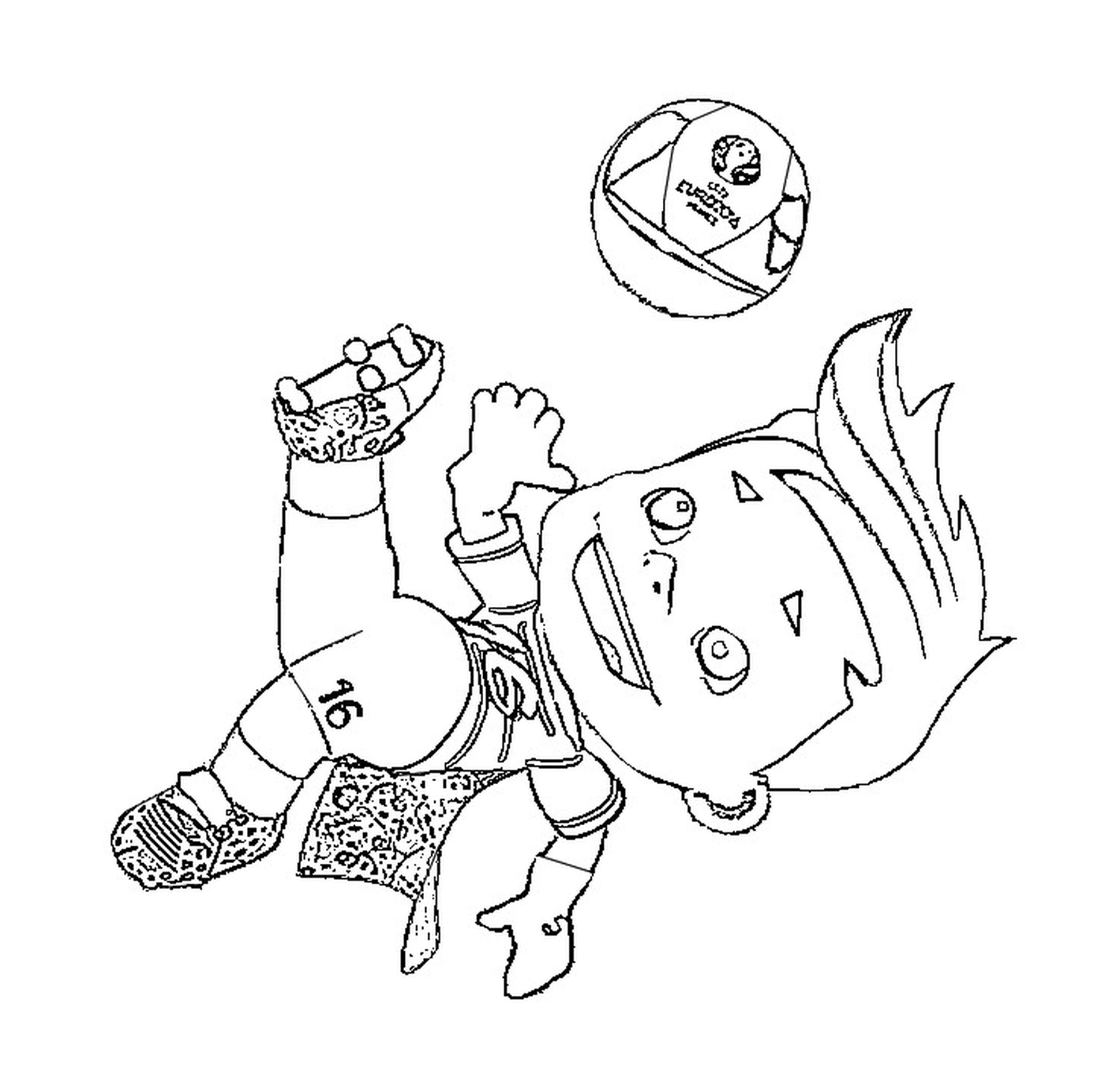  Um menino brinca com uma bola 