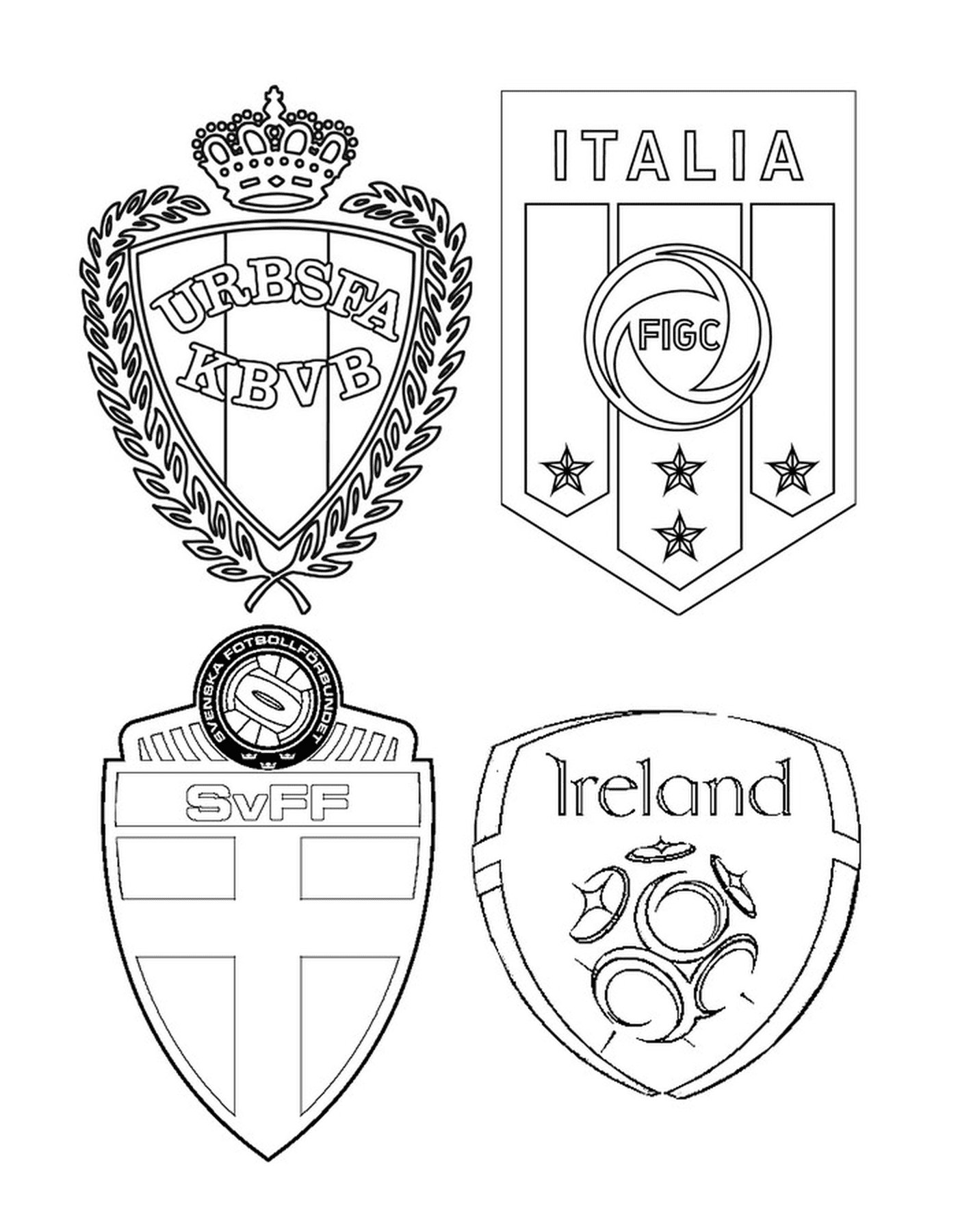  Quatro logotipos de equipe de futebol com designs diferentes 