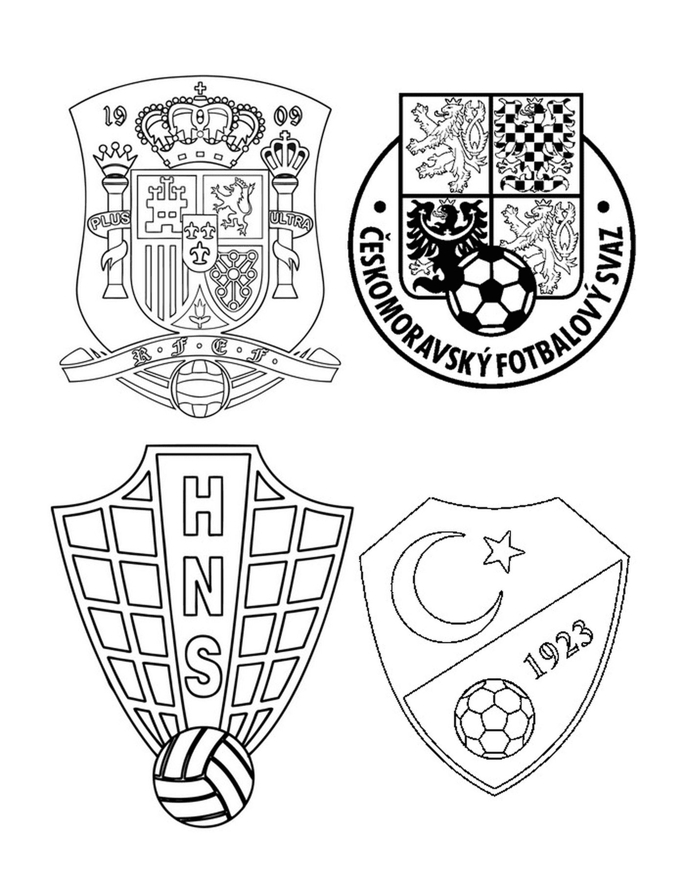  أربعة شعارات مختلفة لفريق كرة القدم 