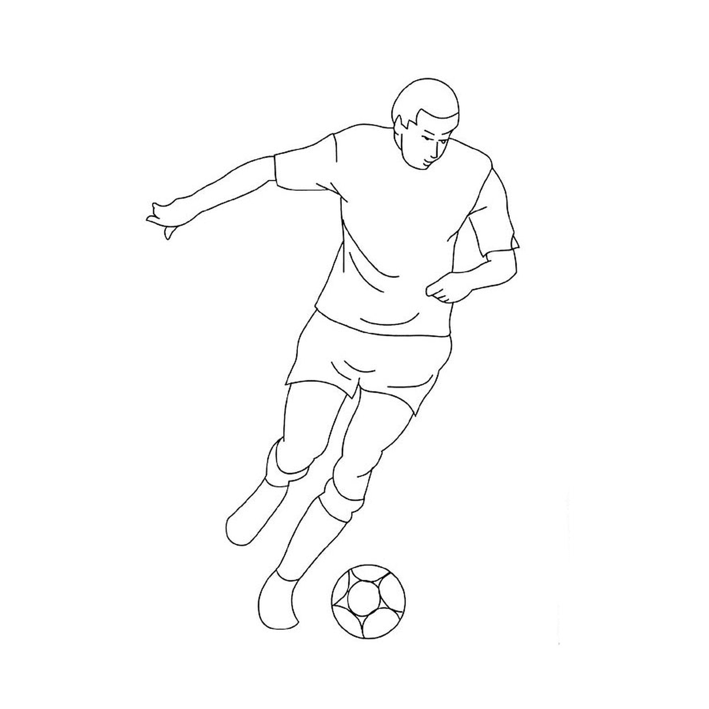  Um homem joga futebol 