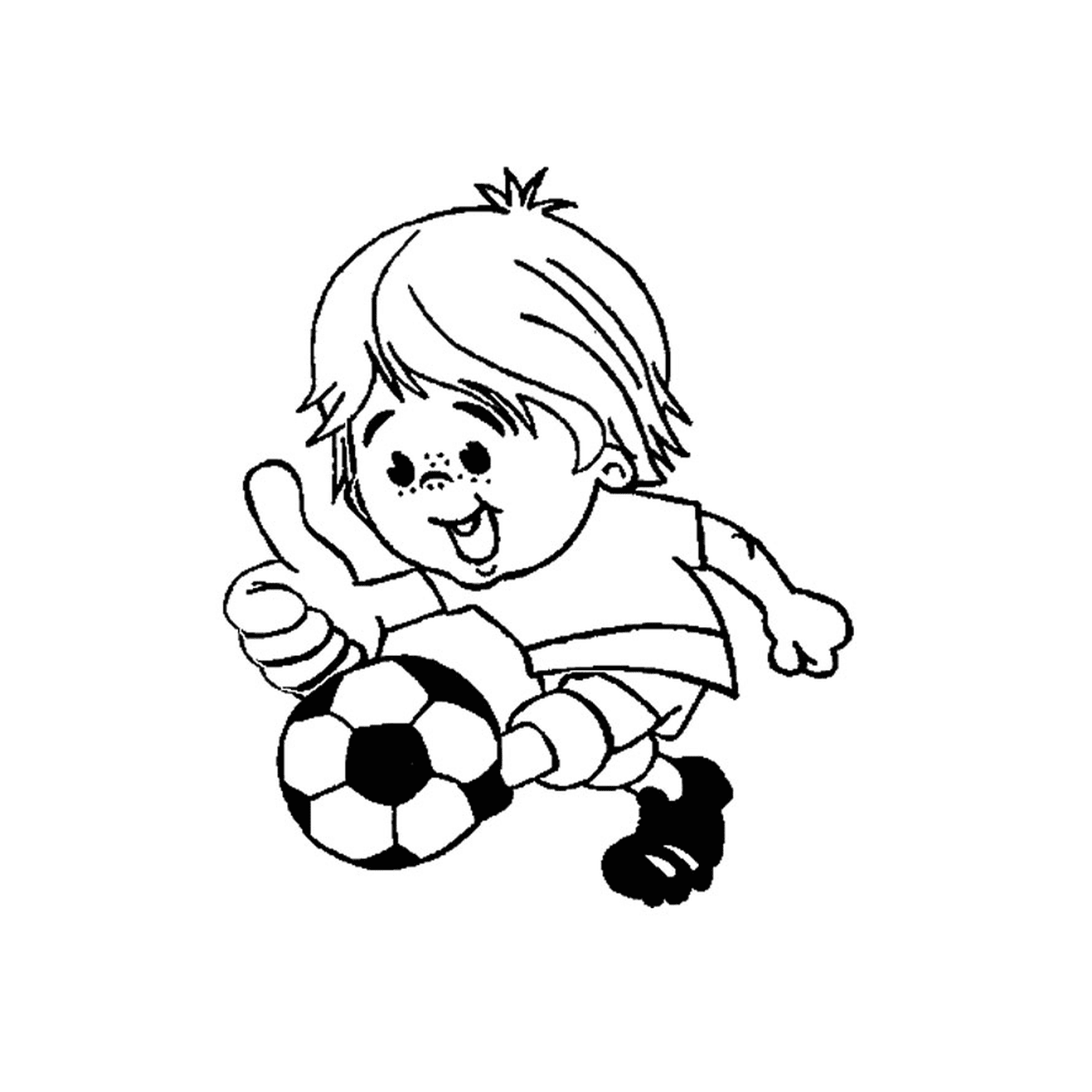  एक लड़का फुटबॉल खेल 