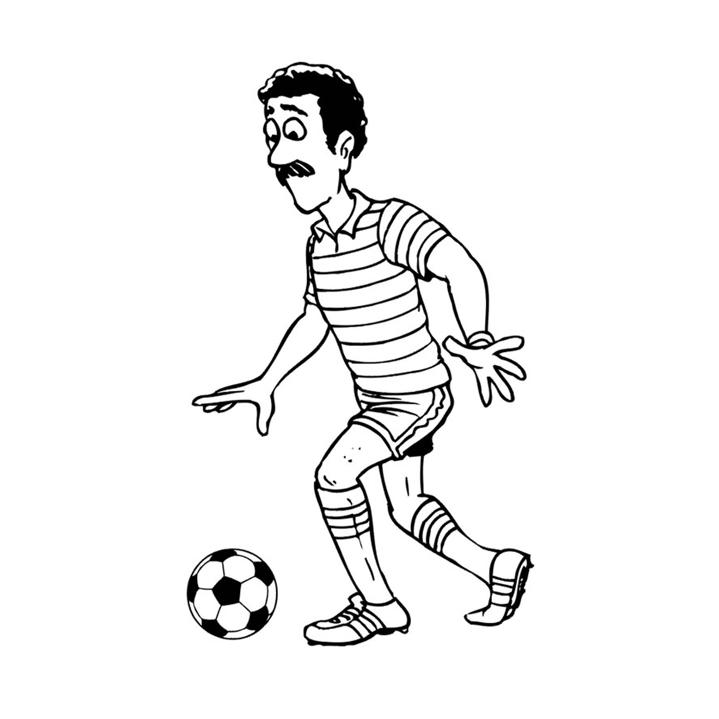  一名男子在阿尔及利亚踢足球 