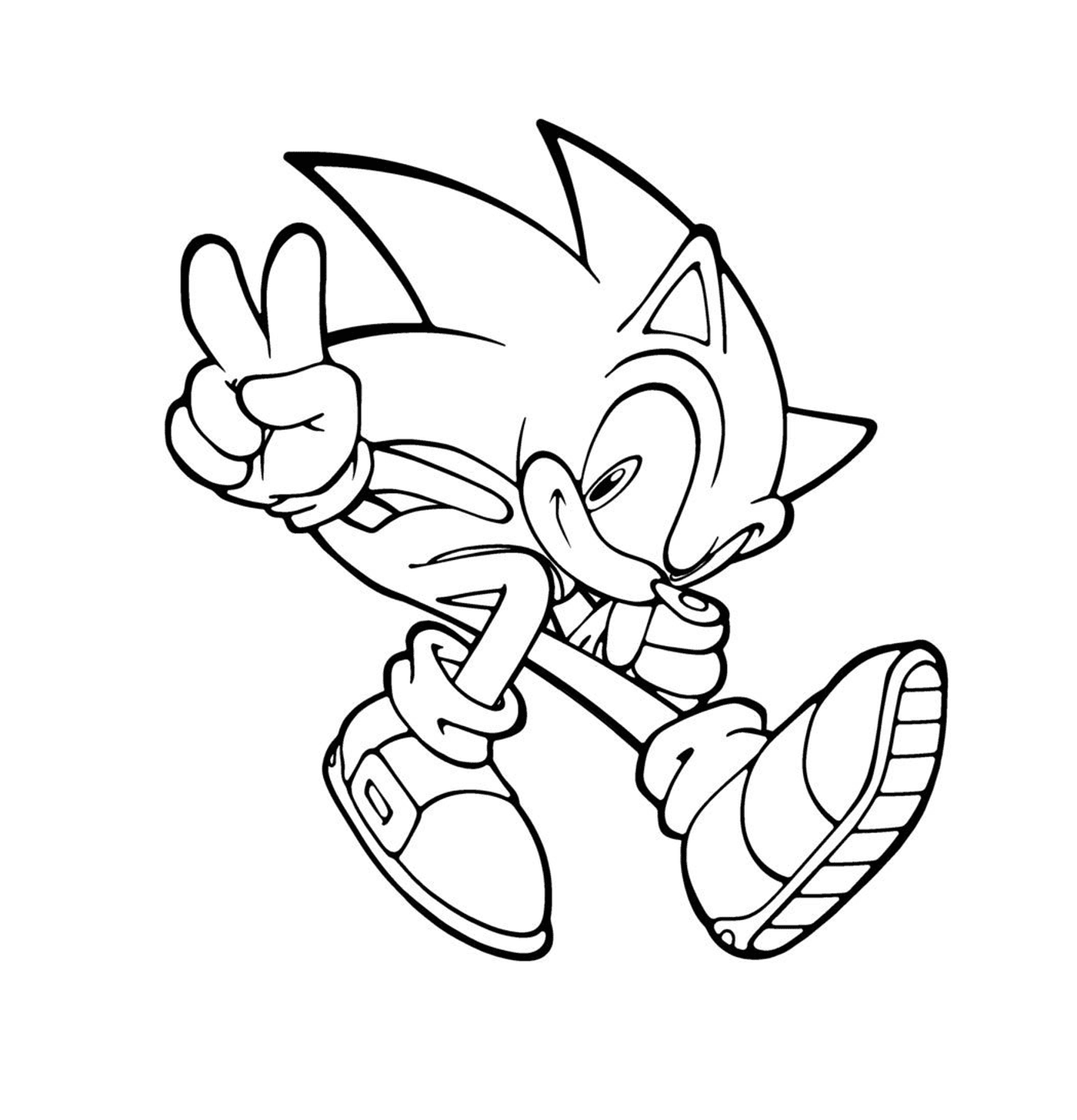  Sonic fazendo um sinal de paz 