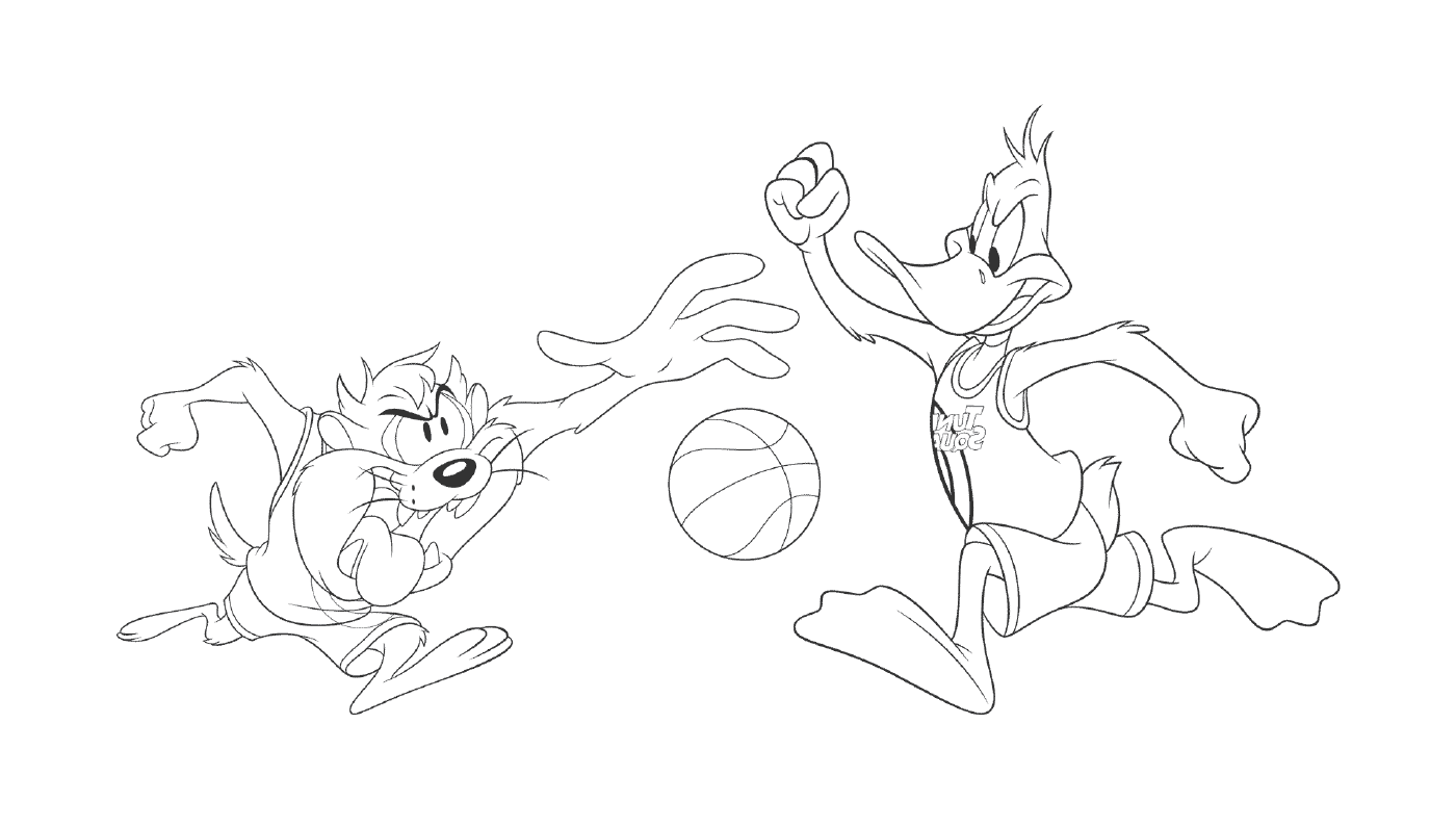  Pato e gato jogando basquete 