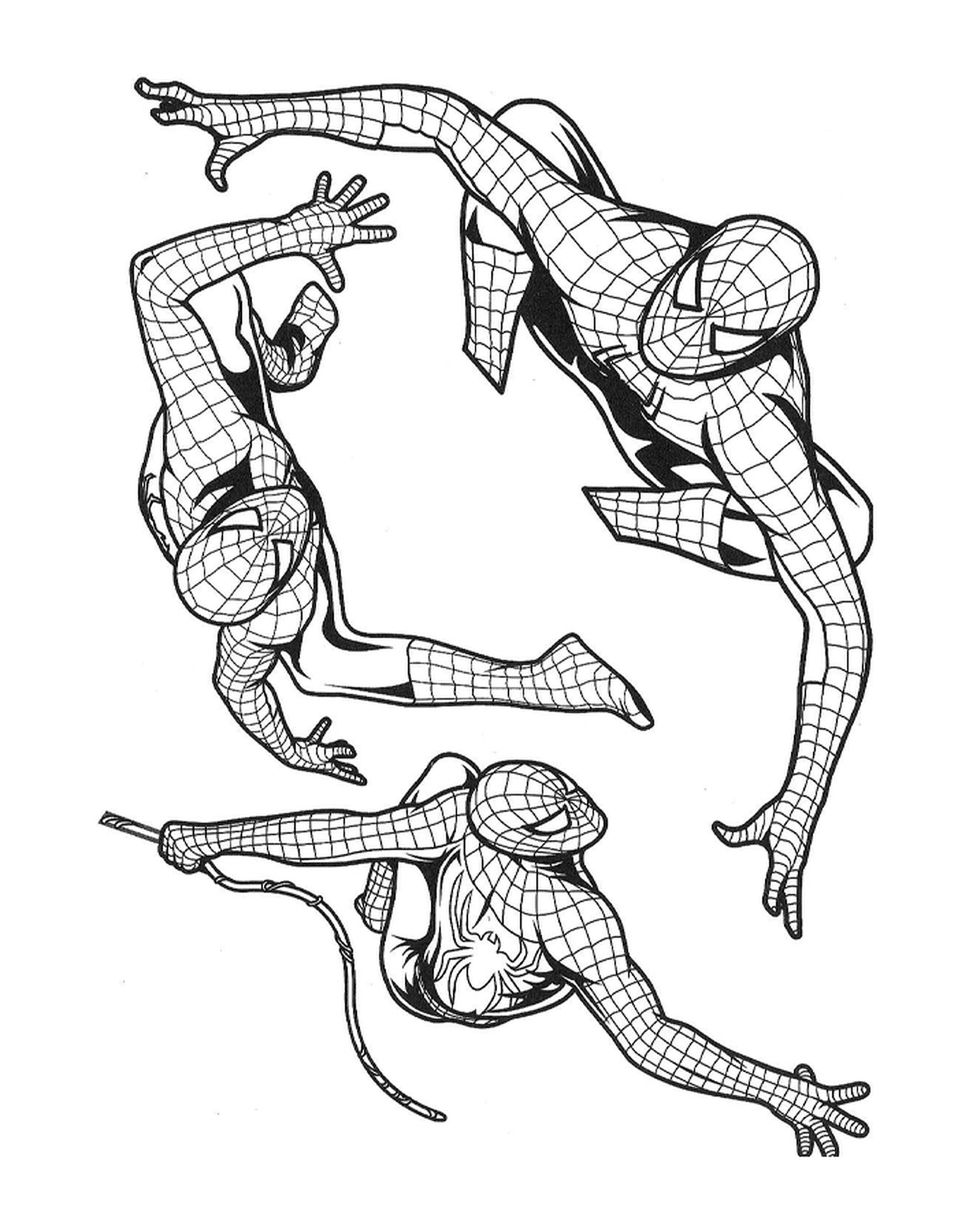  Conjunto de três desenhos em preto e branco por Spiderman 