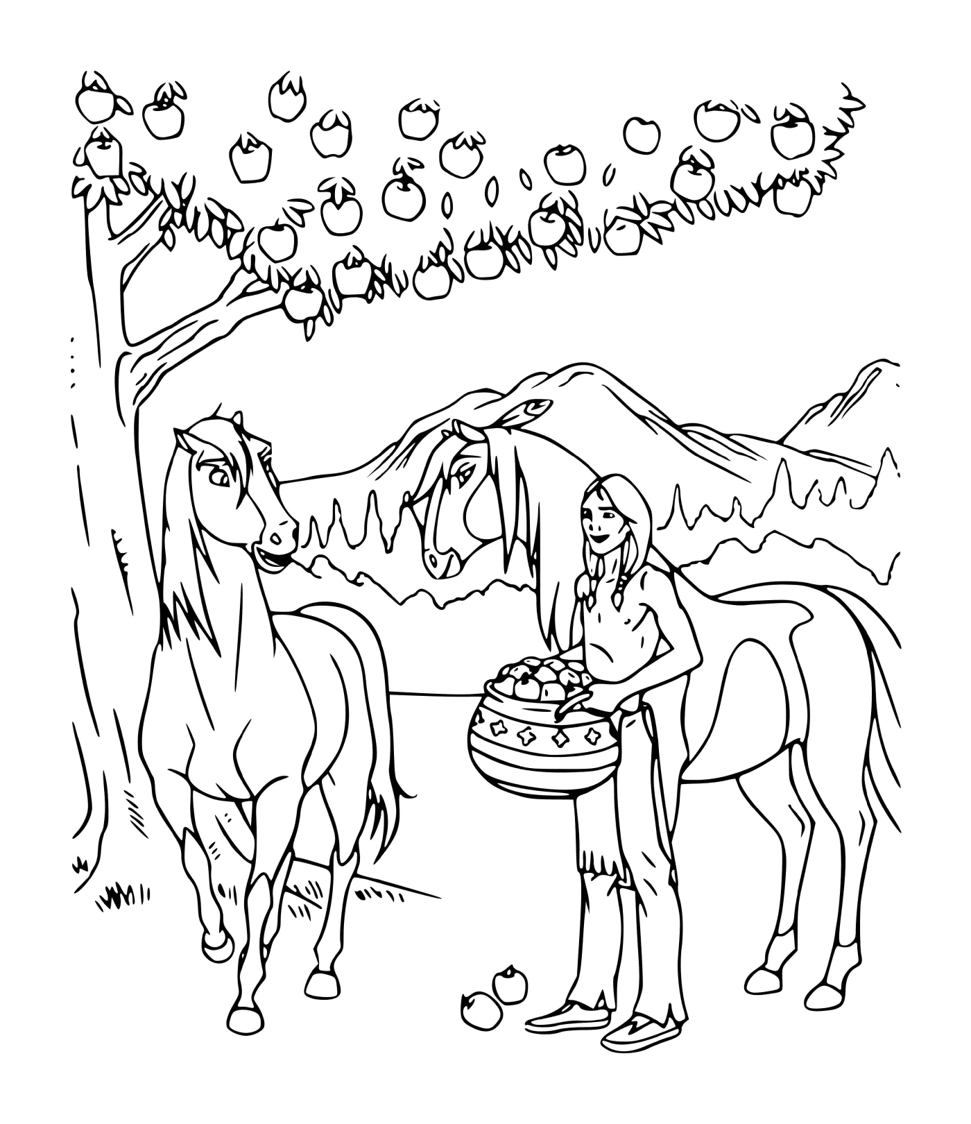  O Espírito e os índios pegam maçãs 