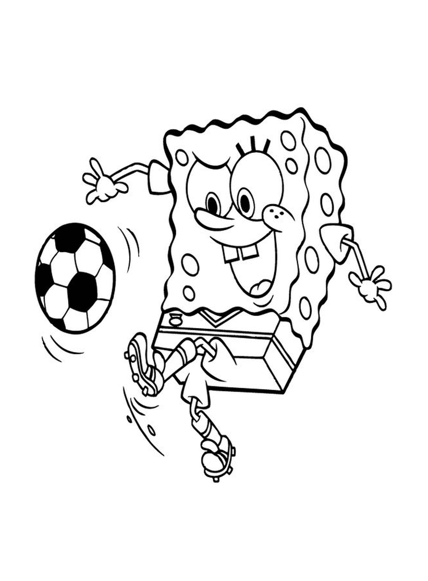  Spongebob 踢足球 