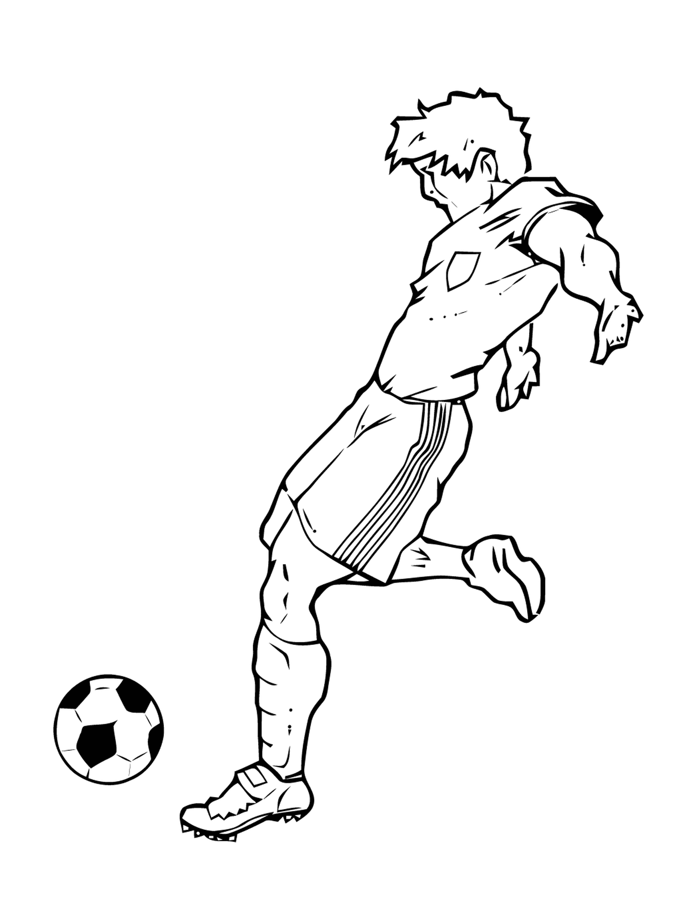  Esporte, jogador de futebol batendo uma bola 