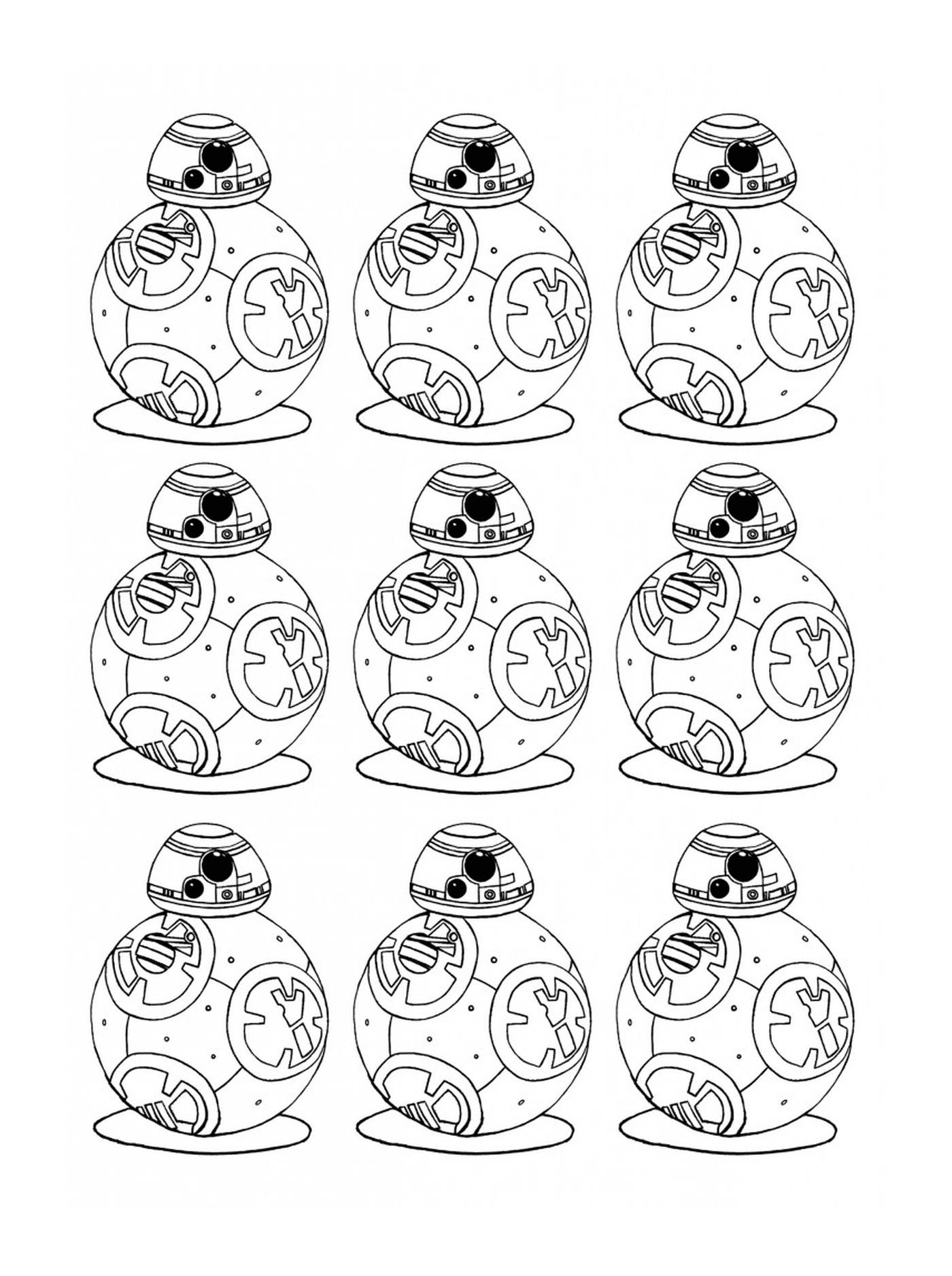  Conjunto de nove desenhos de BB8 