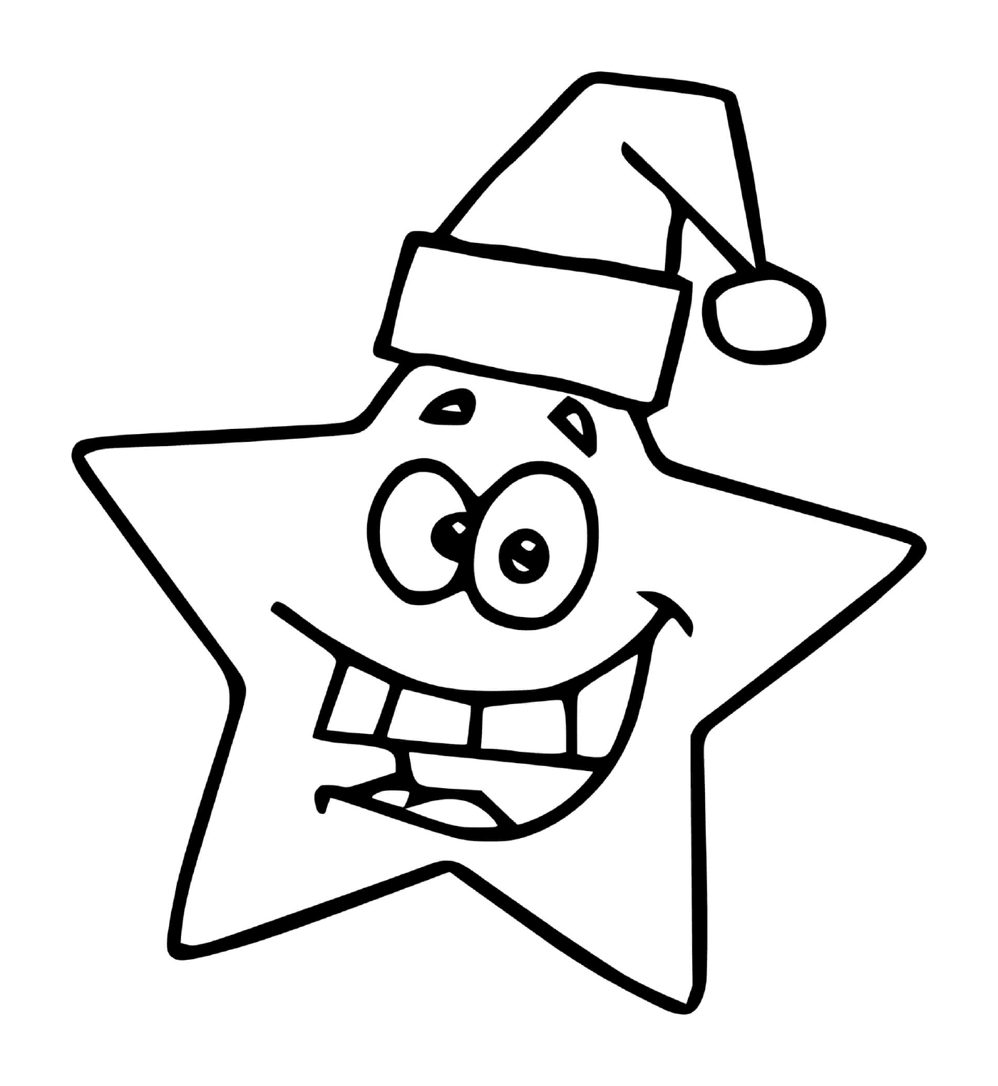  Uma estrela sorridente com um chapéu de Natal 