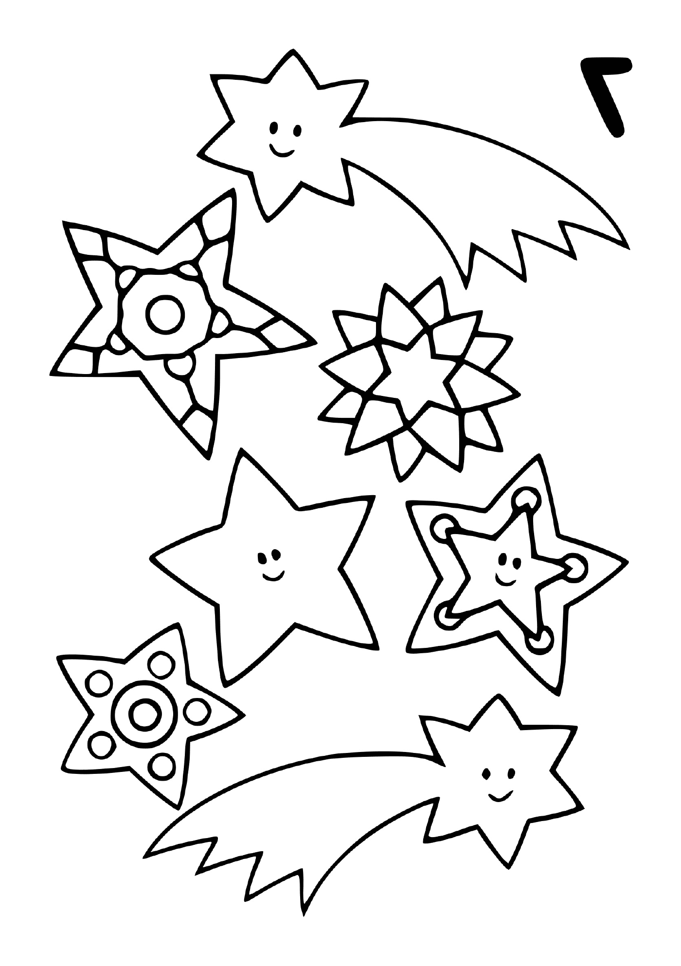  Um conjunto de estrelas cadentes em diferentes formas 