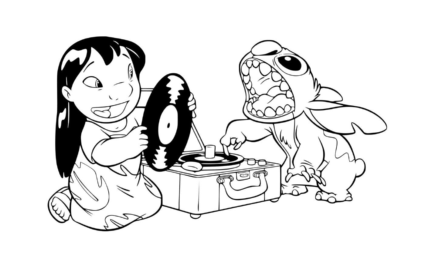  Stitch e Lilo ouvem música 