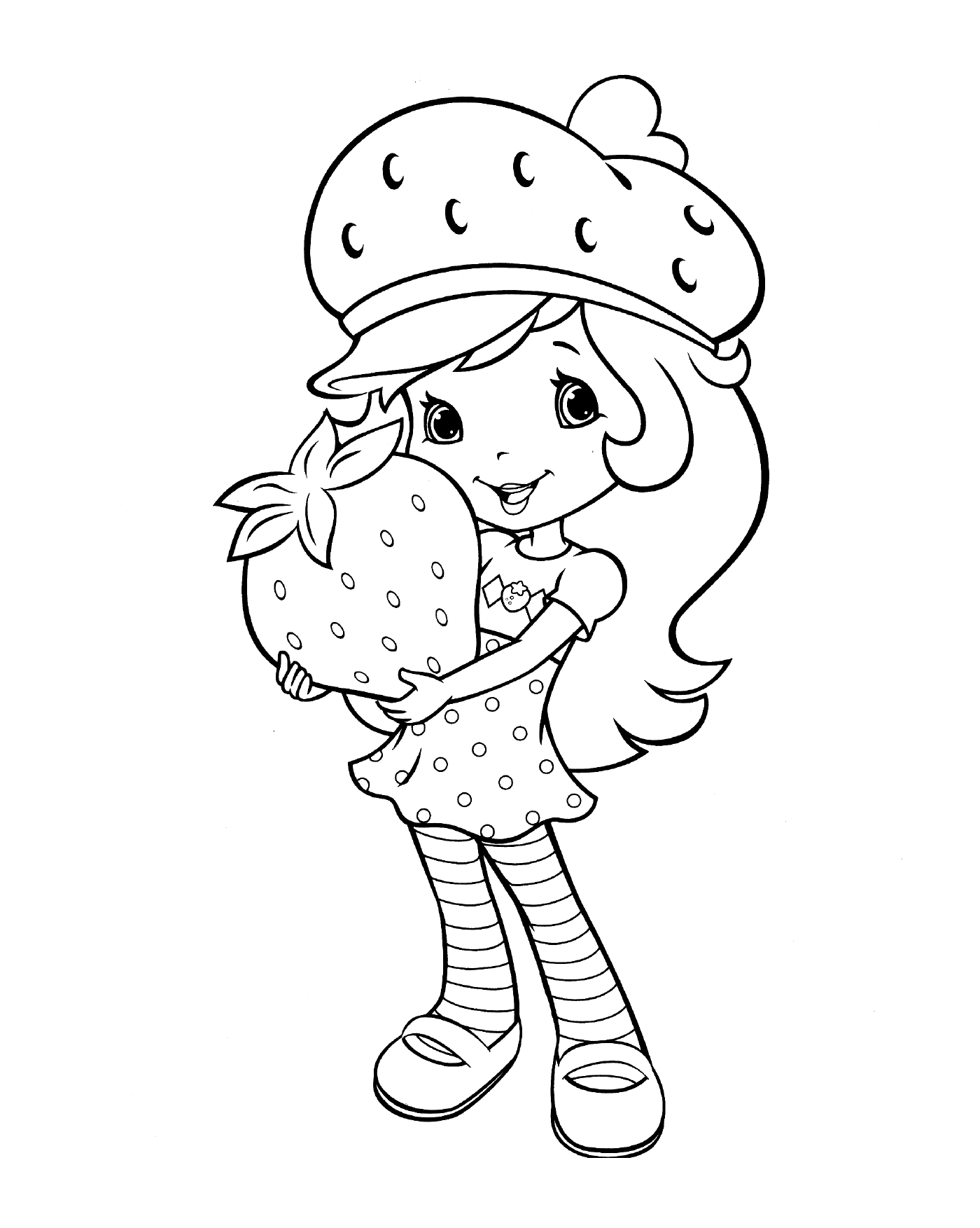  Uma menina segurando um morango 