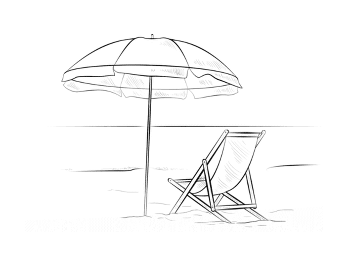  Um guarda-sol com uma cadeira de praia durante as férias de verão 