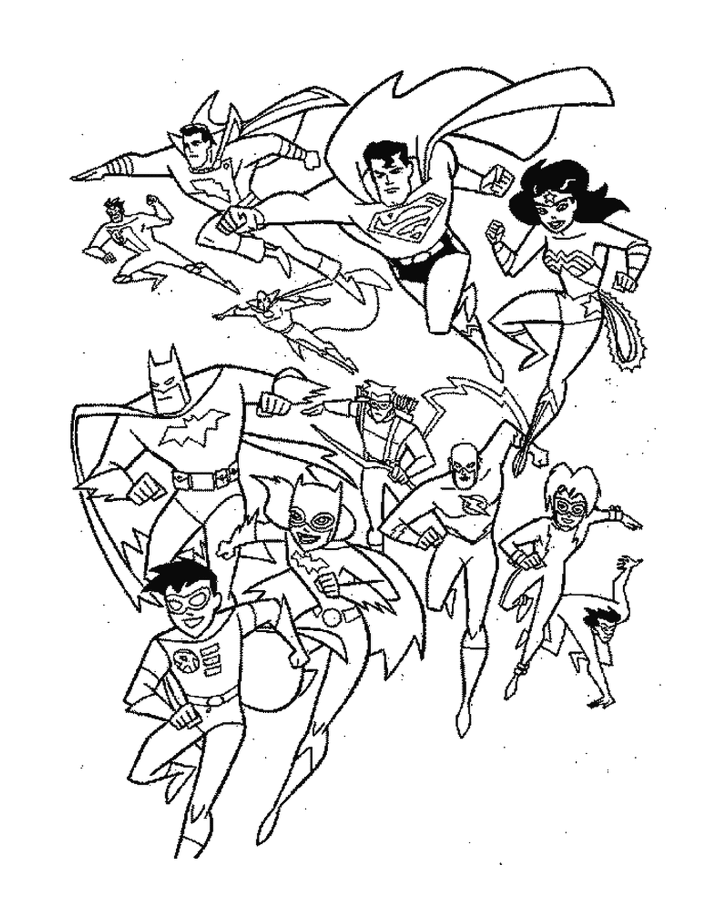  Superman com seus amigos super-heróis 