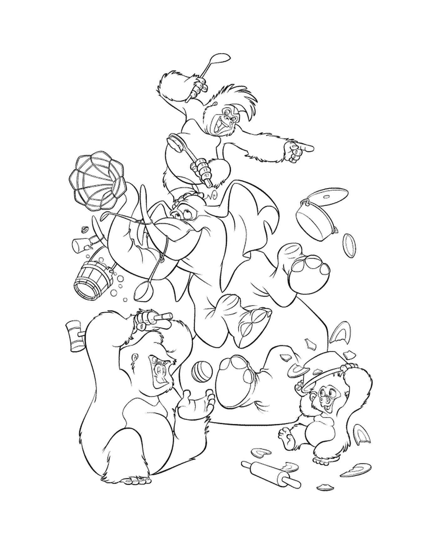  Grupo de urso brincando com um frisbee 