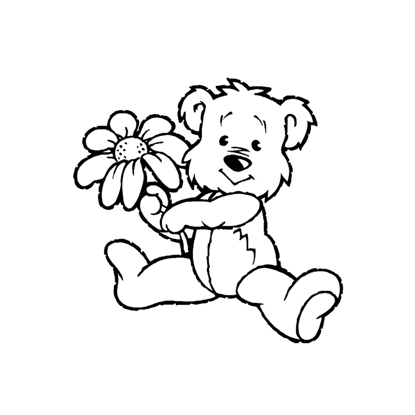  फूल के साथ भालू 