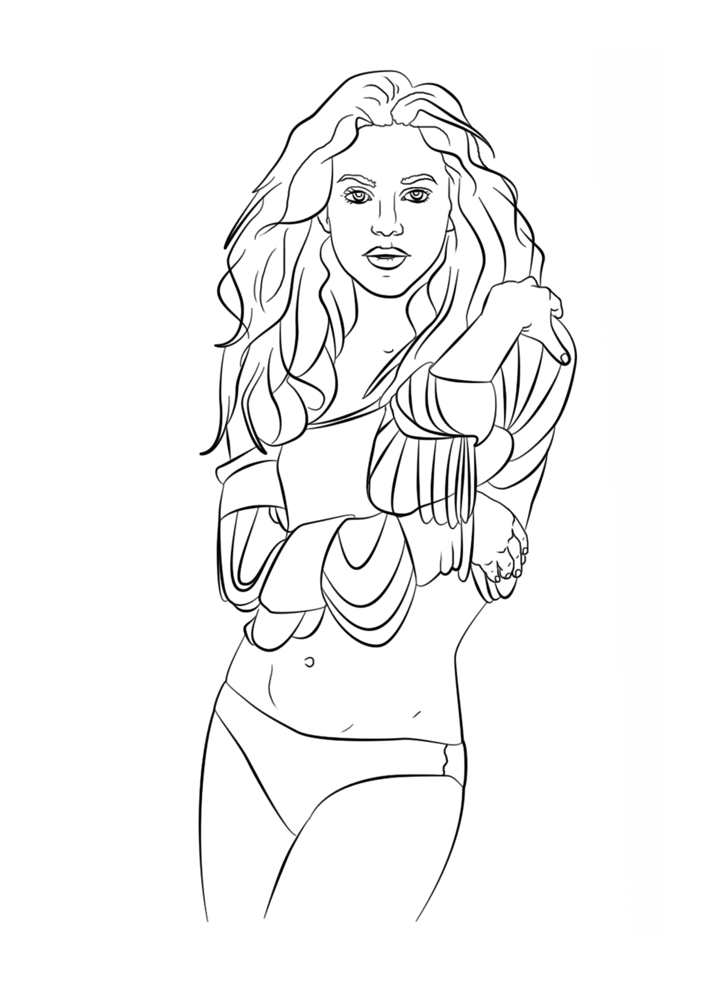  Shakira, estrela famosa, com cabelos longos 