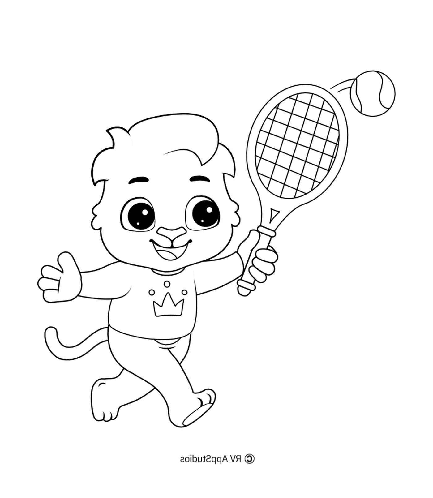  Um jogador de ténis infantil 