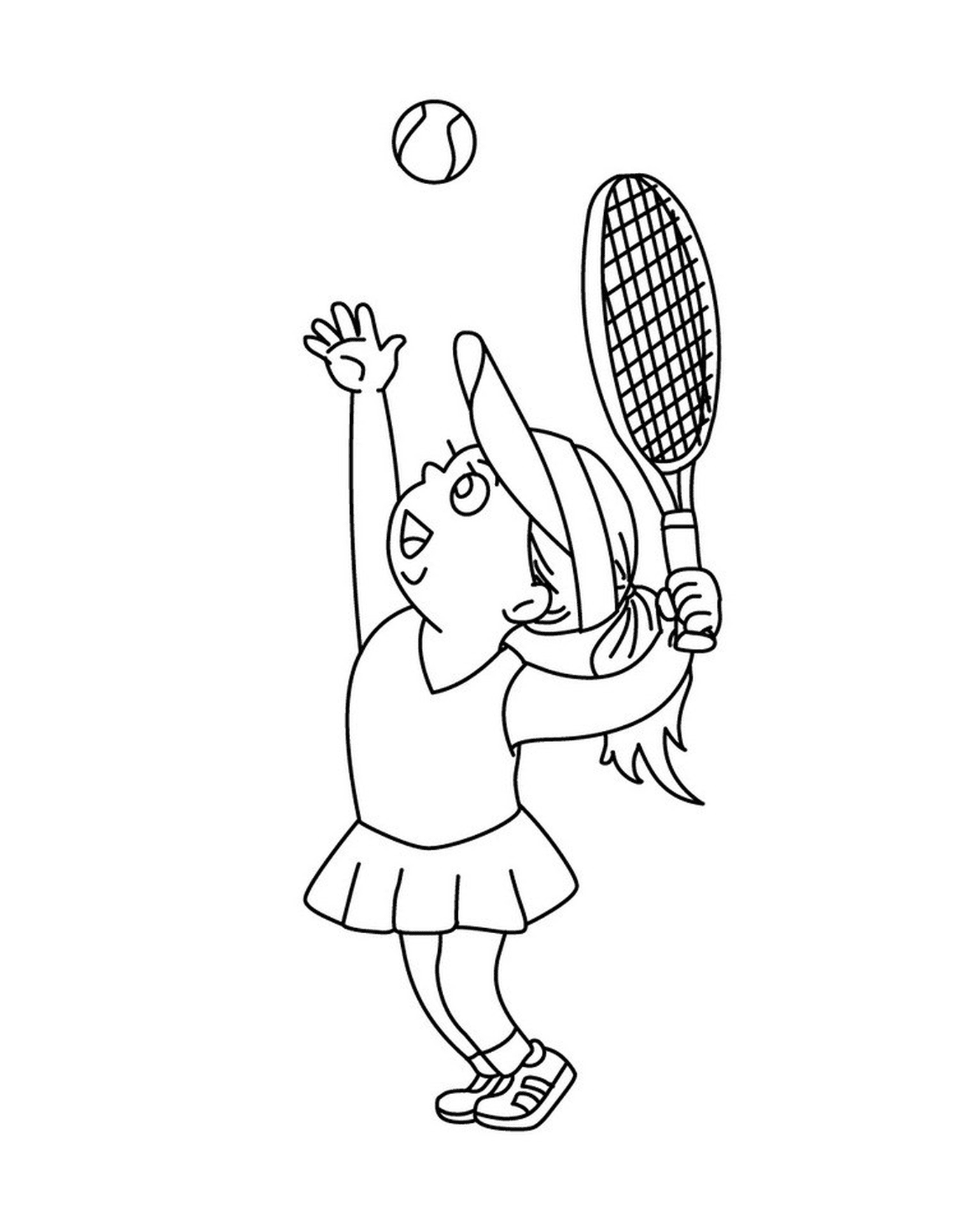  Uma menina joga tênis 