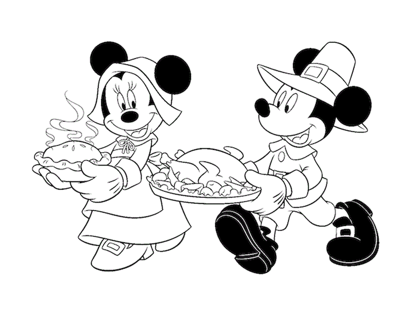  Mickey Mouse segurando uma placa de peru 