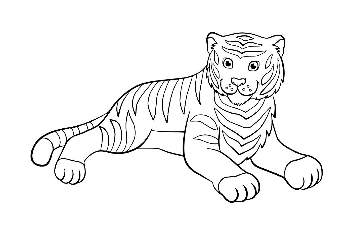  आराम से एक सुंदर बाघ 