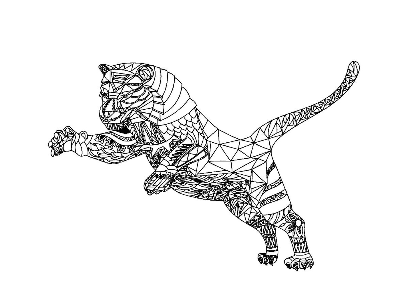  Um tigre zentangle para adultos 