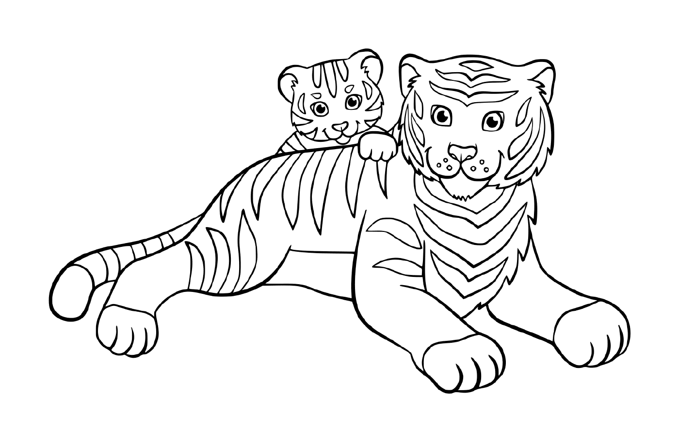  Um tigre com seu bebê tigre 
