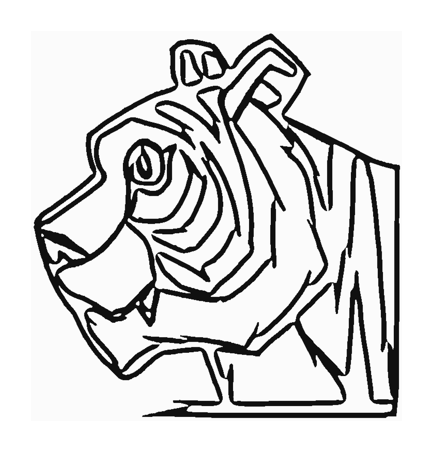  Uma cabeça de tigre de perfil 