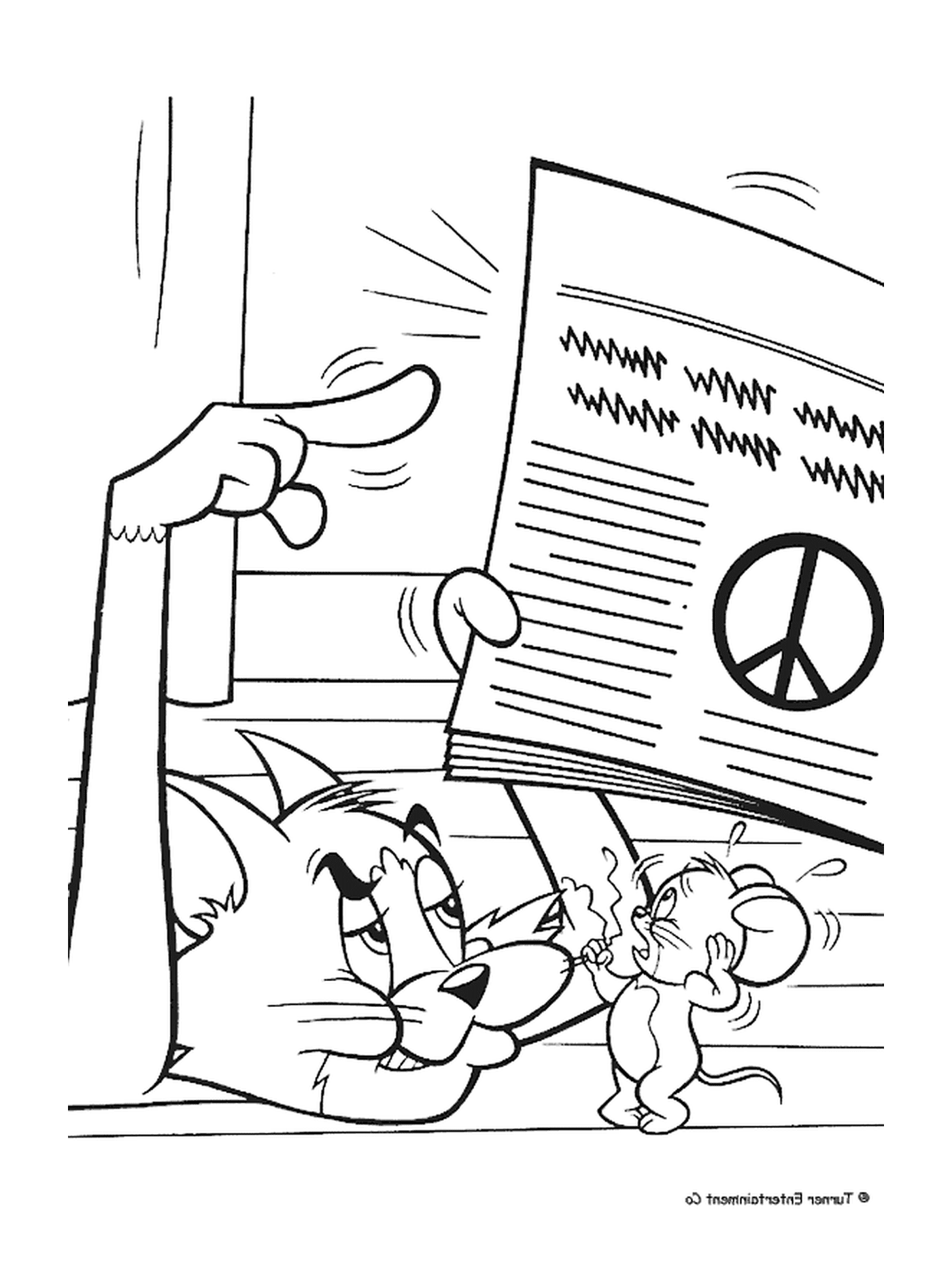  Tom mostra a Jerry o logotipo da paz e do amor 