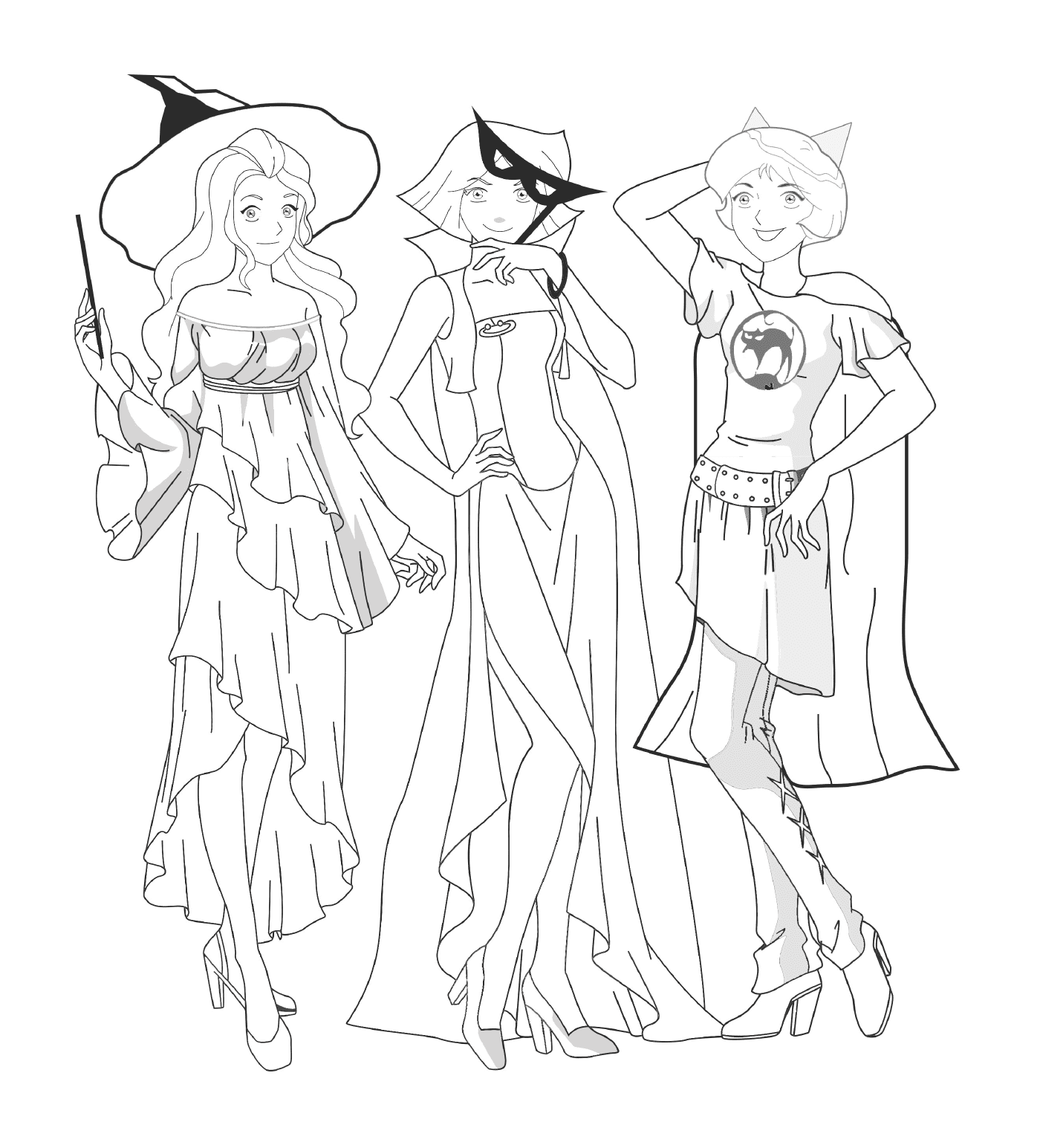  Grupo feminino em vestido de Halloween 