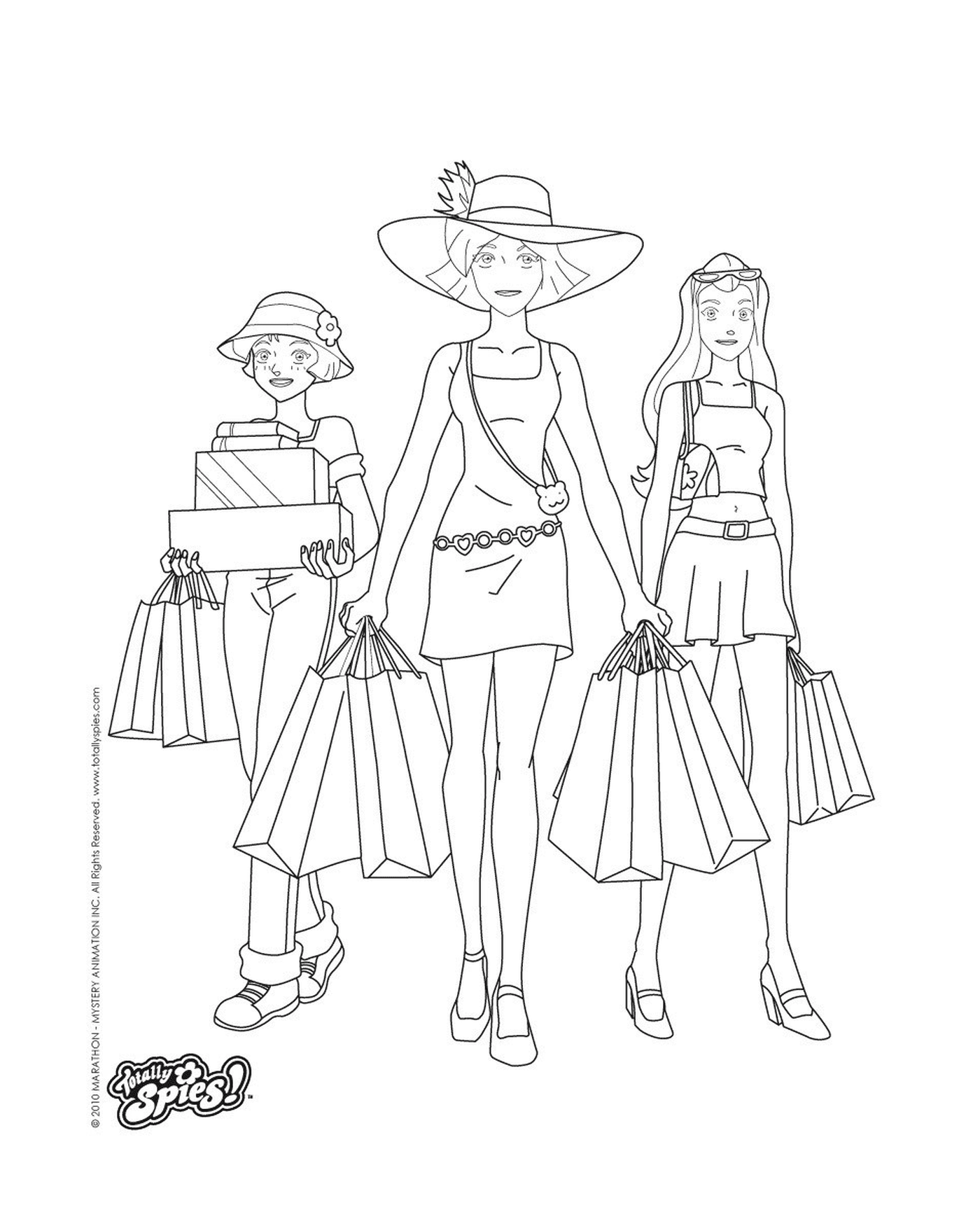  Três mulheres segurando sacos de compras 