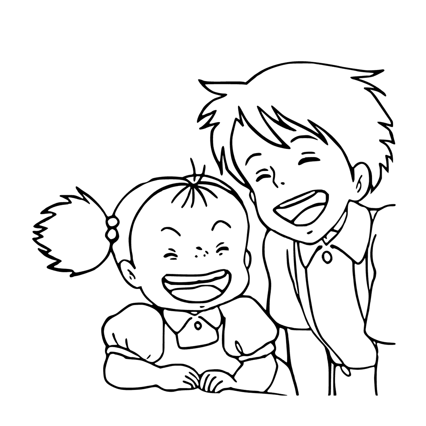  Menino e menina rindo juntos 
