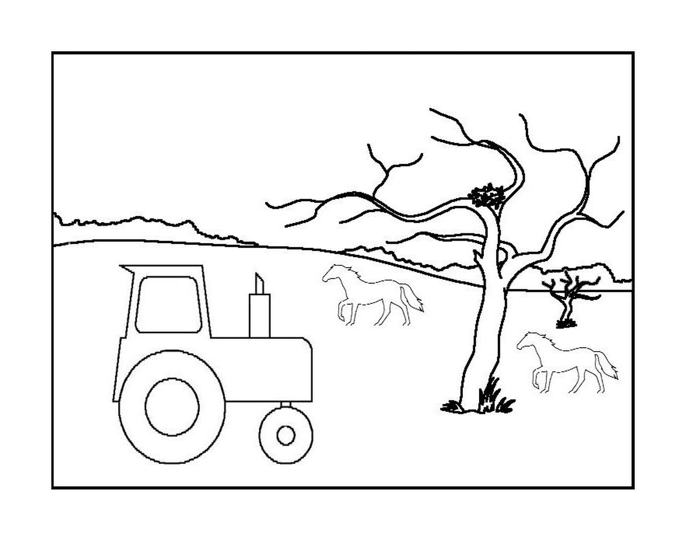  Tractor com cavalos de árvore 