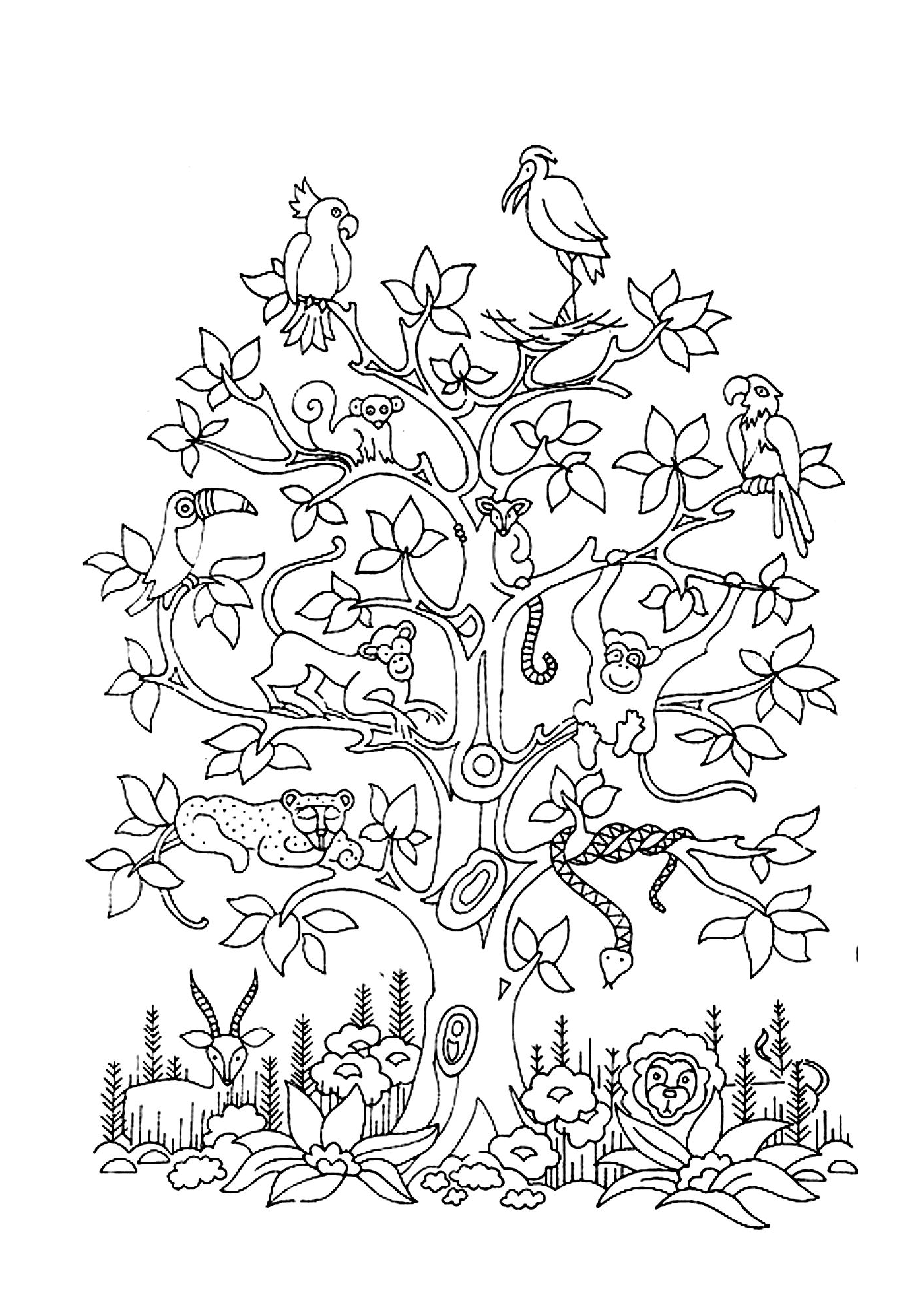  Uma árvore com pássaros 