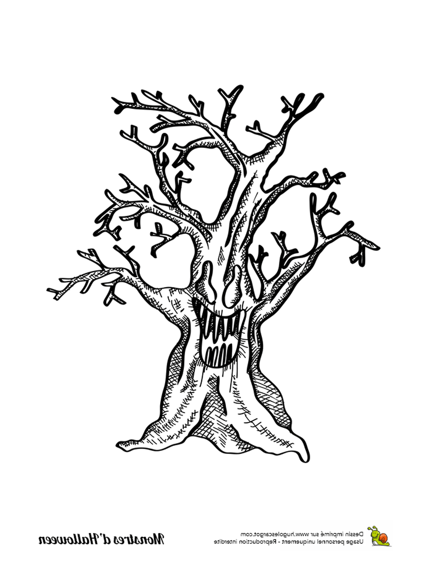  Uma tinta, uma árvore velha sem folhas 