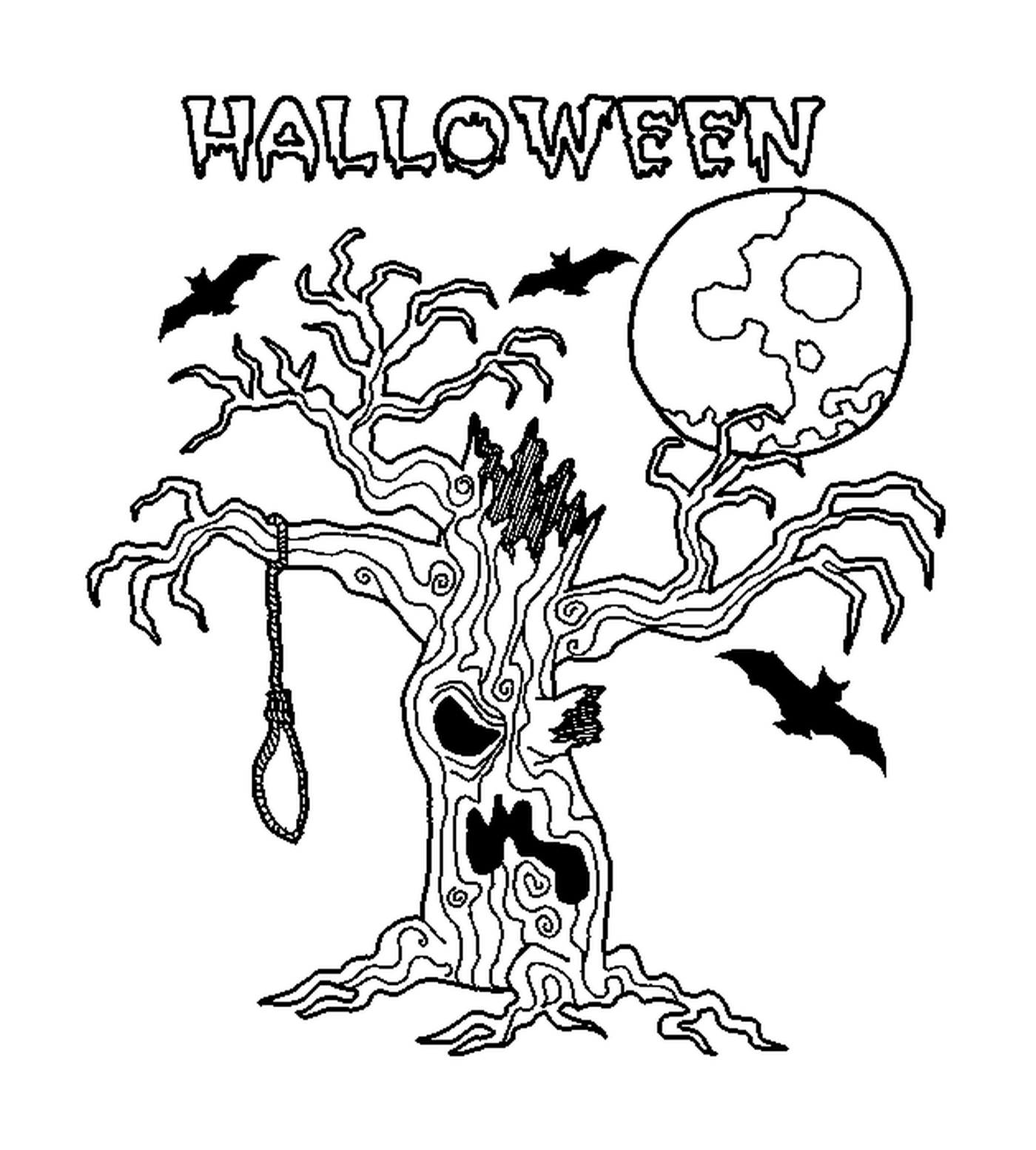  Uma árvore assustadora para o Halloween com morcegos 