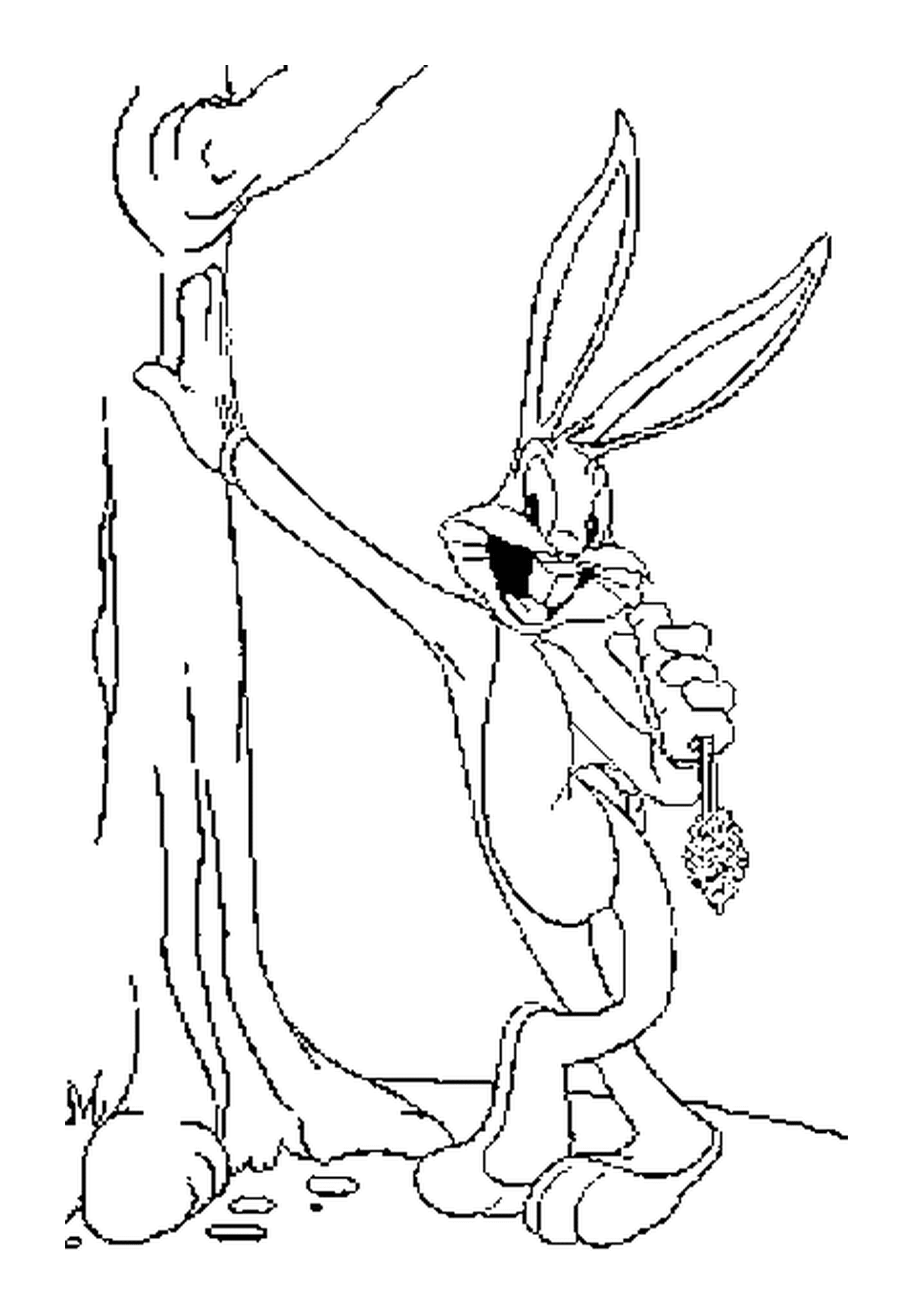  Bugs Bunny come uma cenoura por uma árvore 