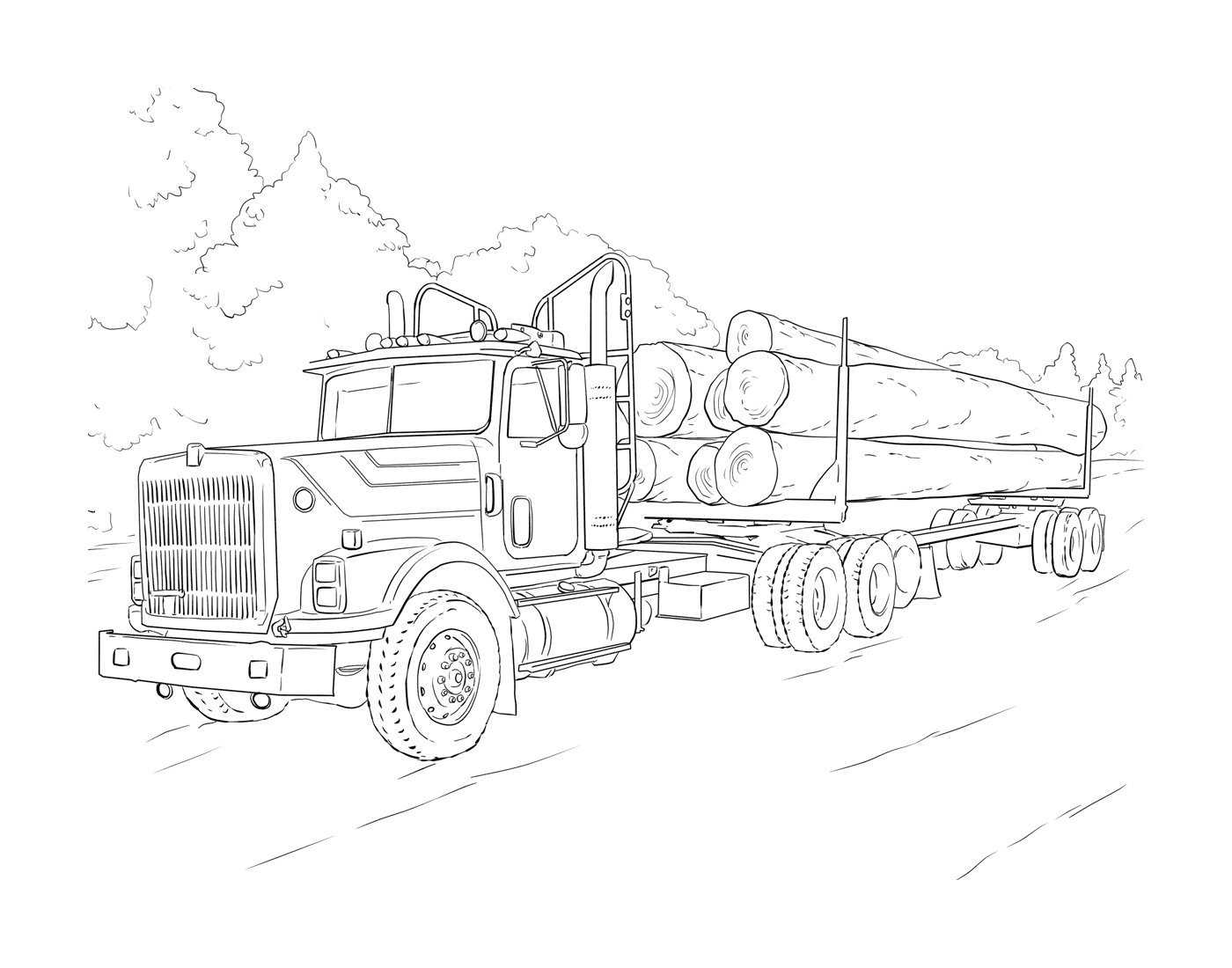  原木运输卡车 
