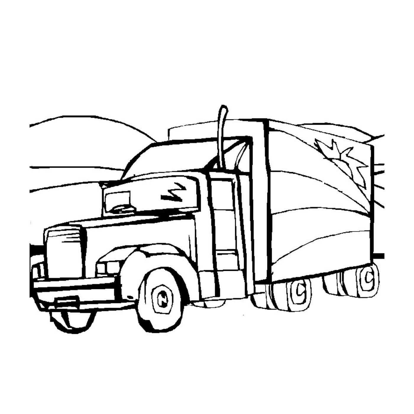  一辆拖车卡车 